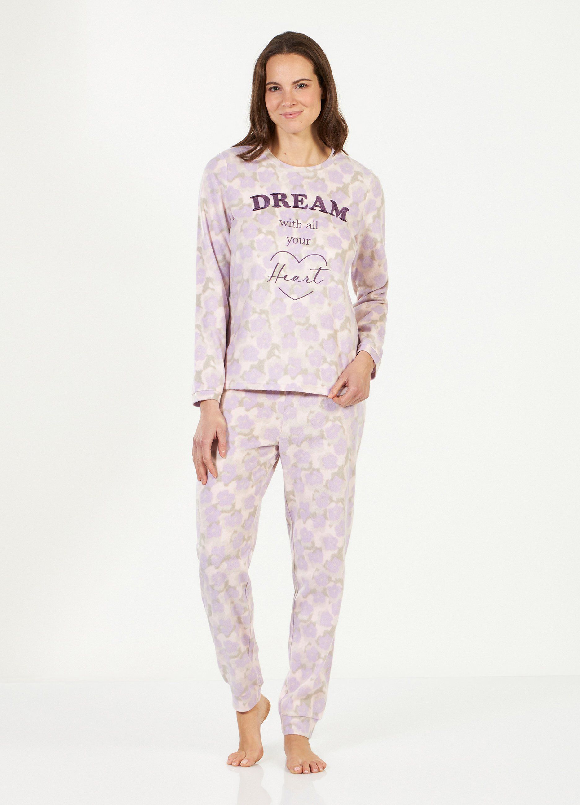 Set pigiama lungo con stampa all over donna