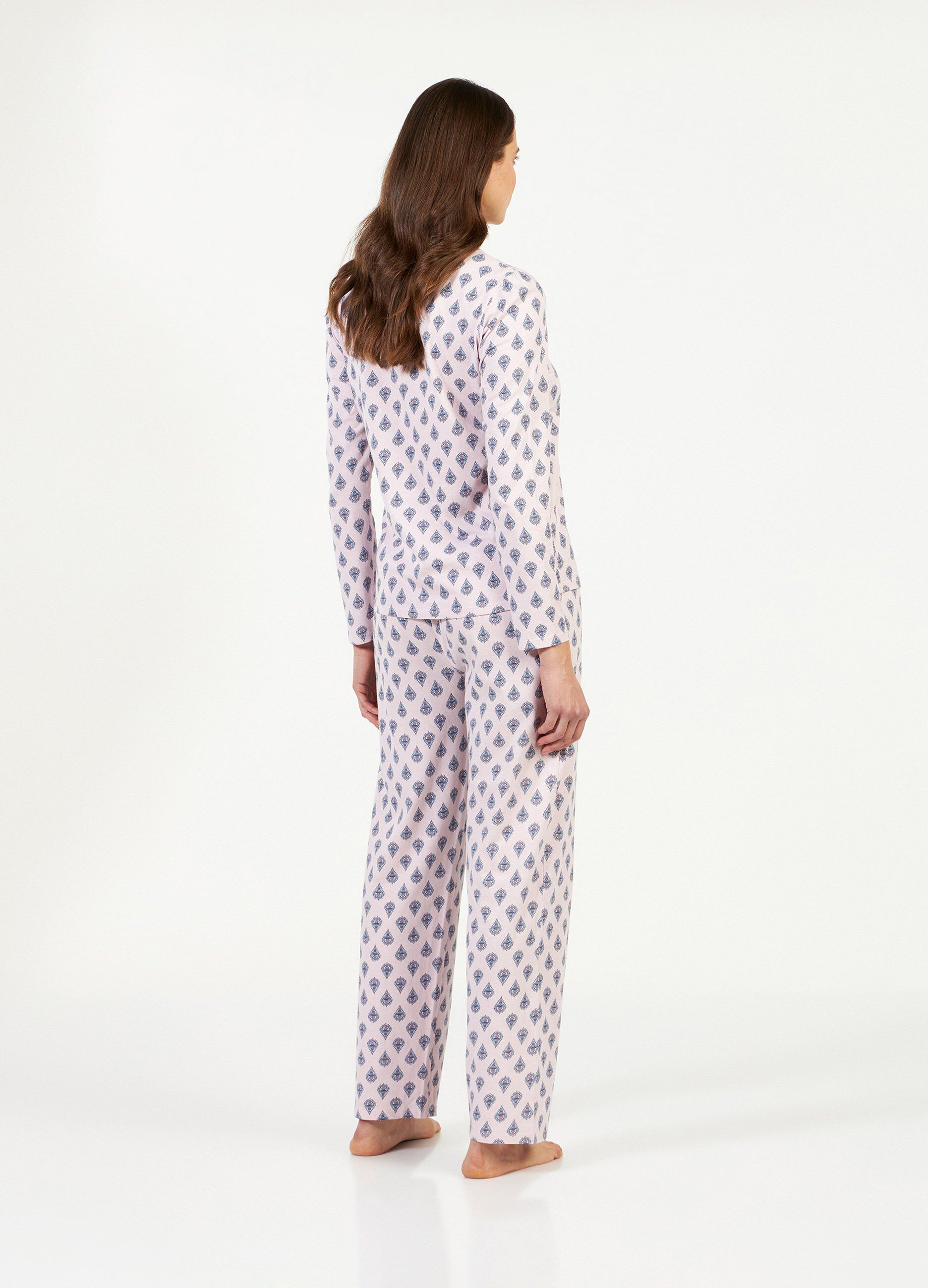 Set pigiama lungo di puro cotone in fantasia donna