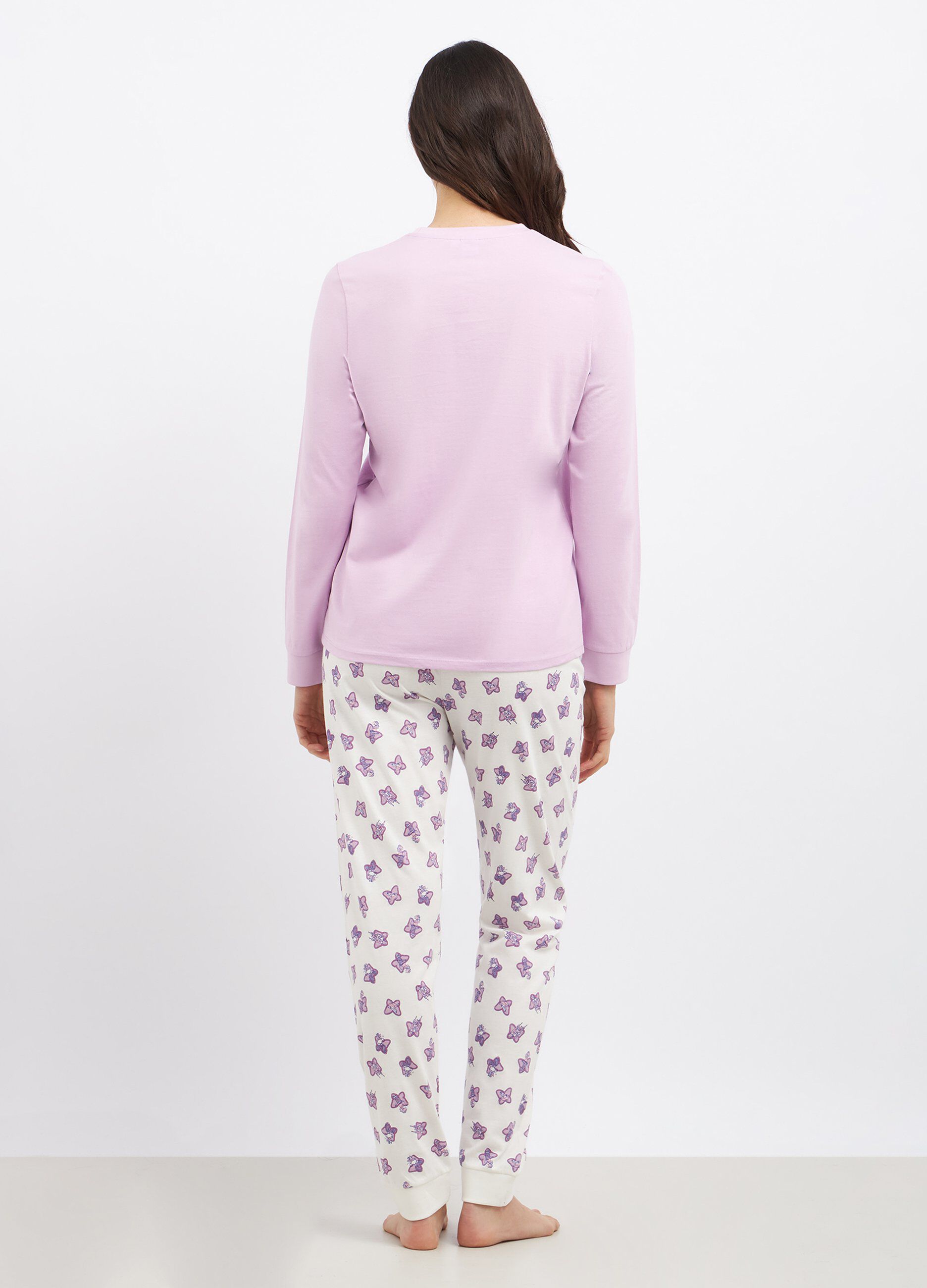 Set pigiama lungo in puro cotone con stampa donna