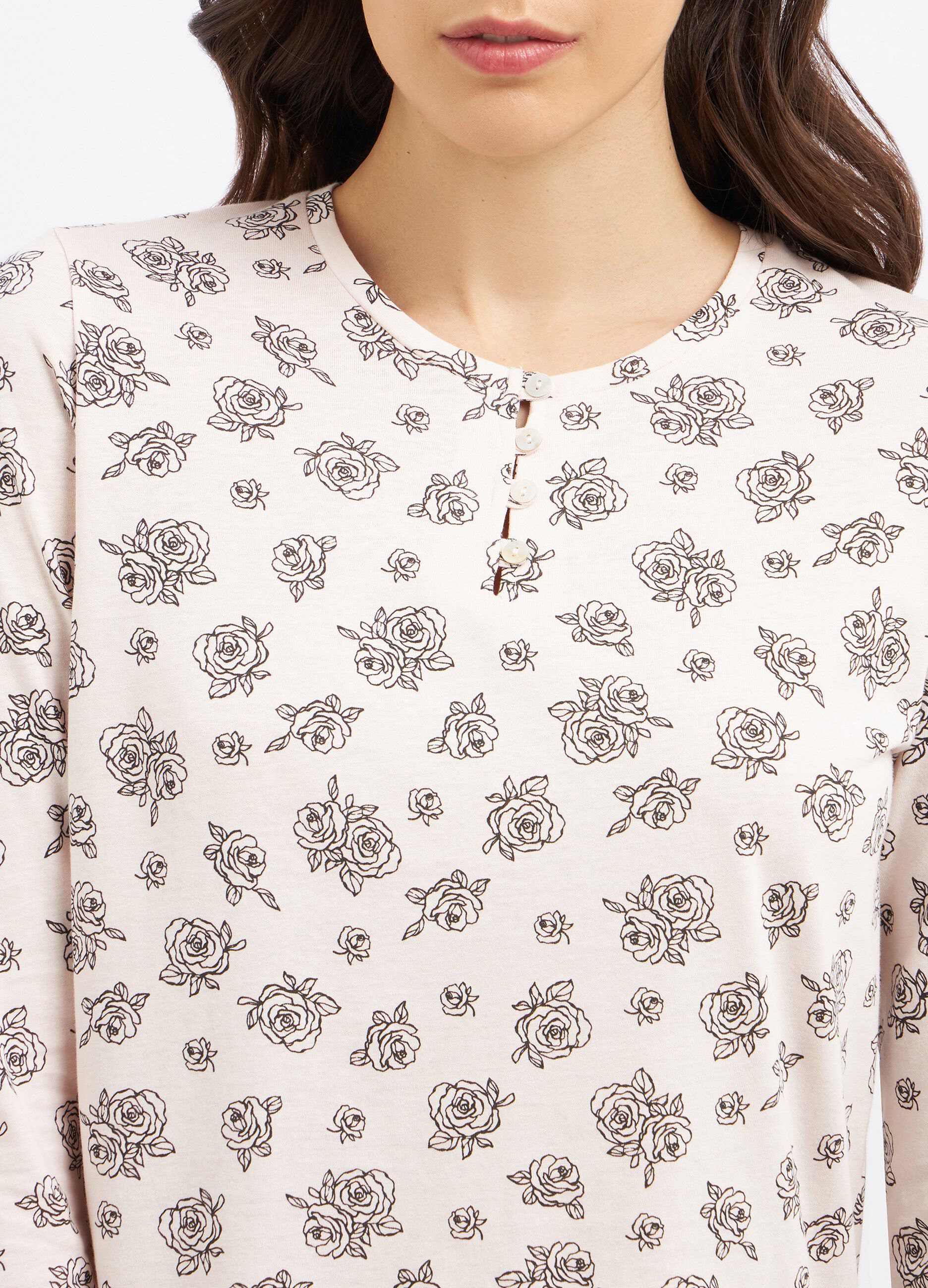 Set pigiama lungo in puro cotone stampato donna