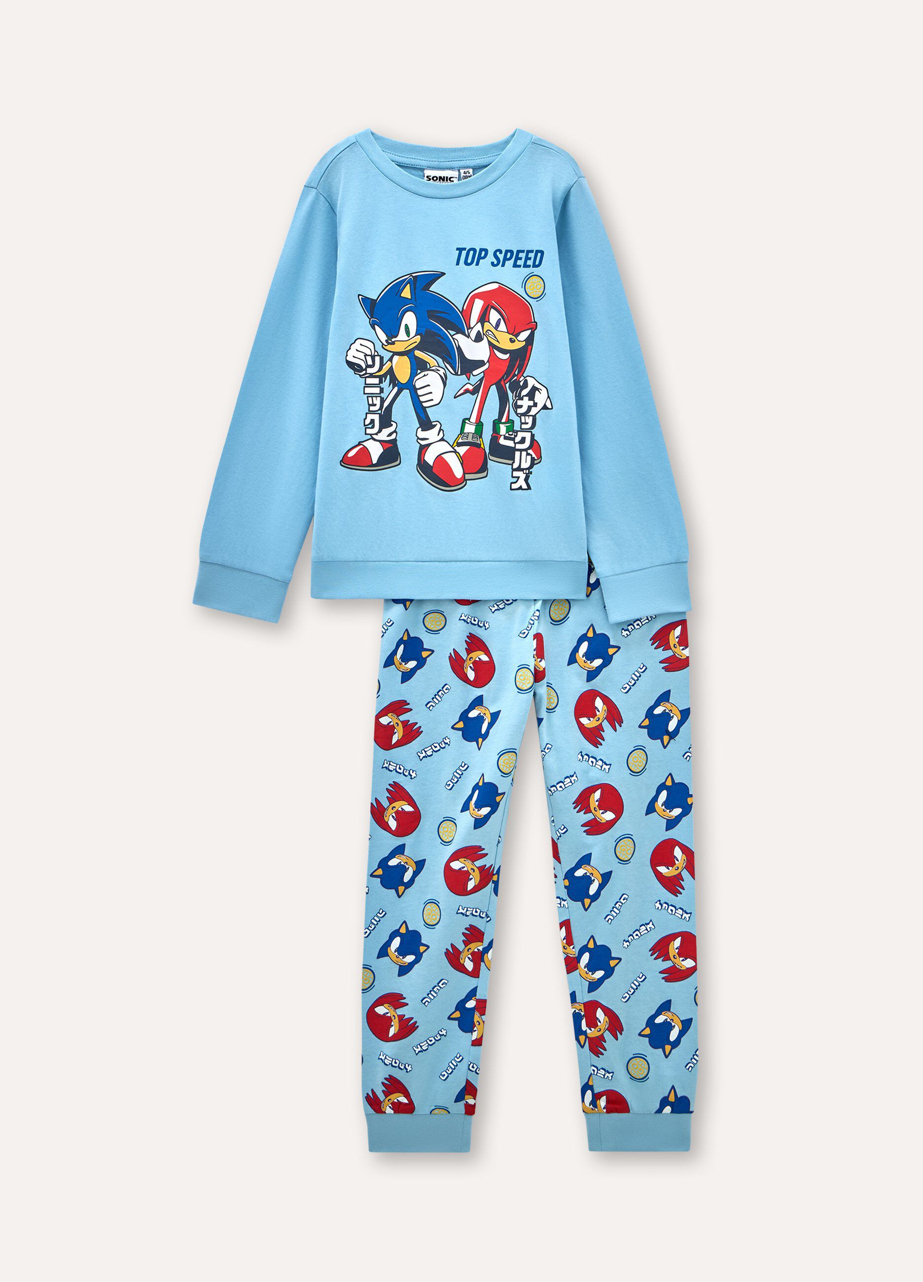 Set pigiama lungo Sonic in puro cotone bambino