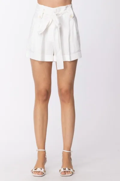 Shorts in canvas con cintura BIANCO SETA