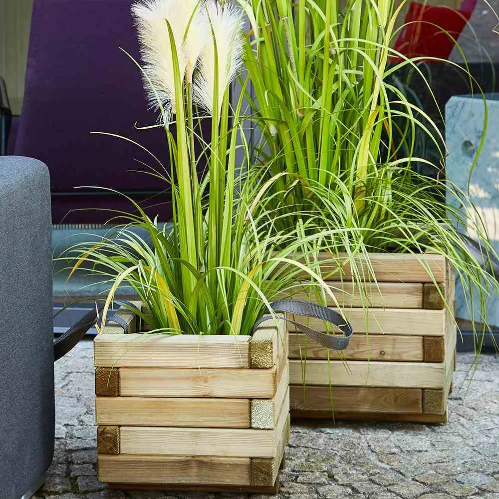 Siena Garden TAUNUS TANUSSLIM 30 Fioriera a cassetta Legno di pino, Pile Naturale, Nero