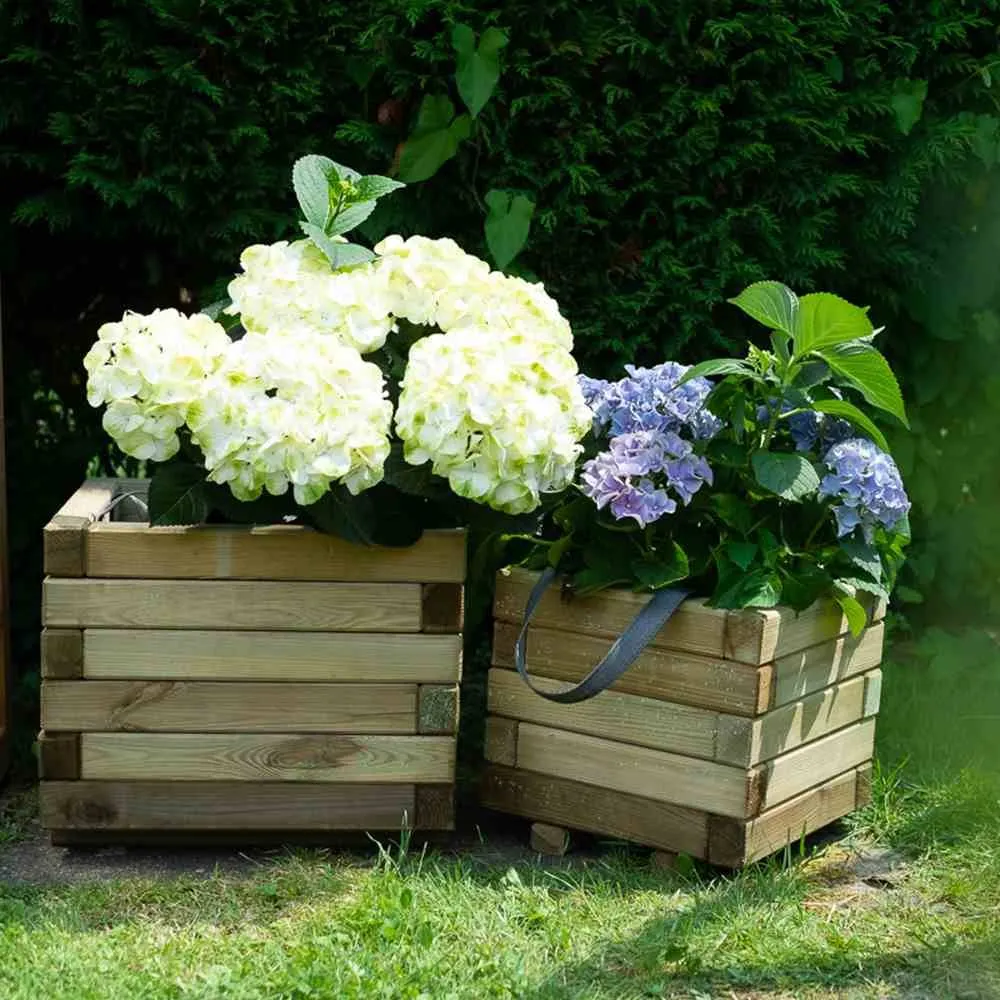 Siena Garden TAUNUS TANUSSLIM 30 Fioriera a cassetta Legno di pino, Pile Naturale, Nero
