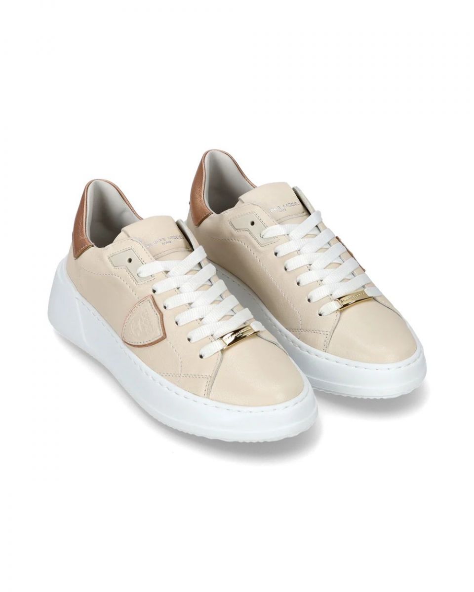 SNEAKERS Donna PHILIPPE MODEL PARIS BJLD WM03 - TRE TEMPLE COUX METAL/NUDE ROSE