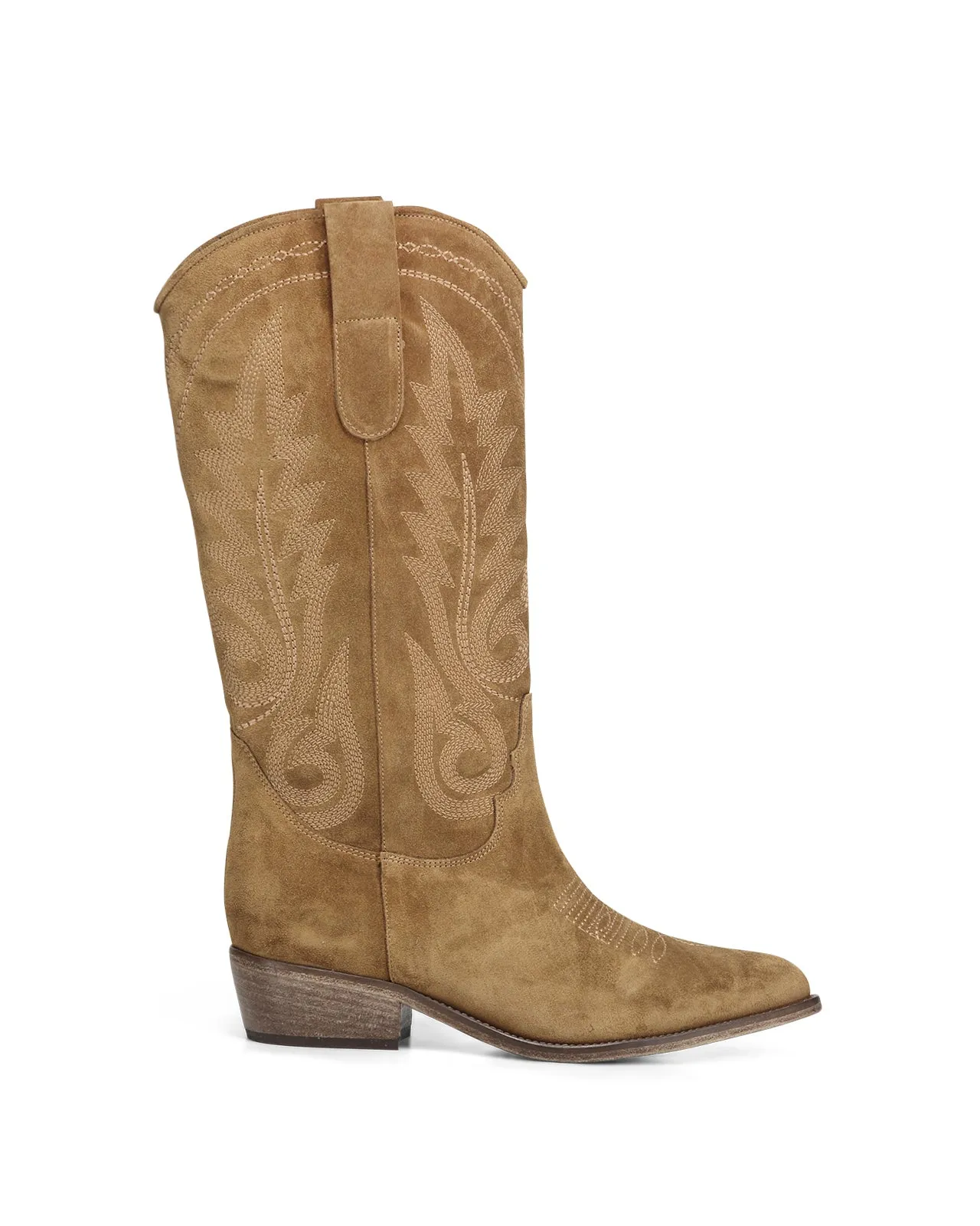 Stivale texano alto camoscio camel