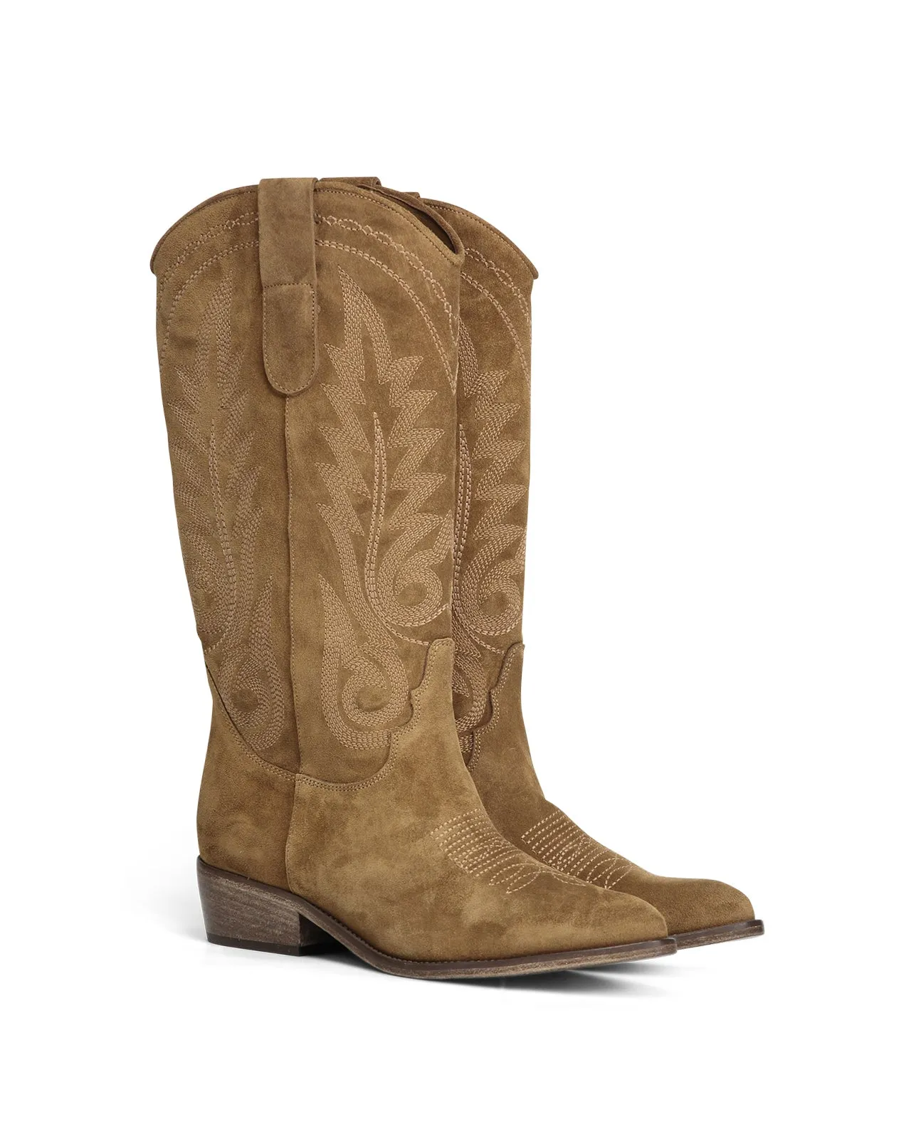 Stivale texano alto camoscio camel