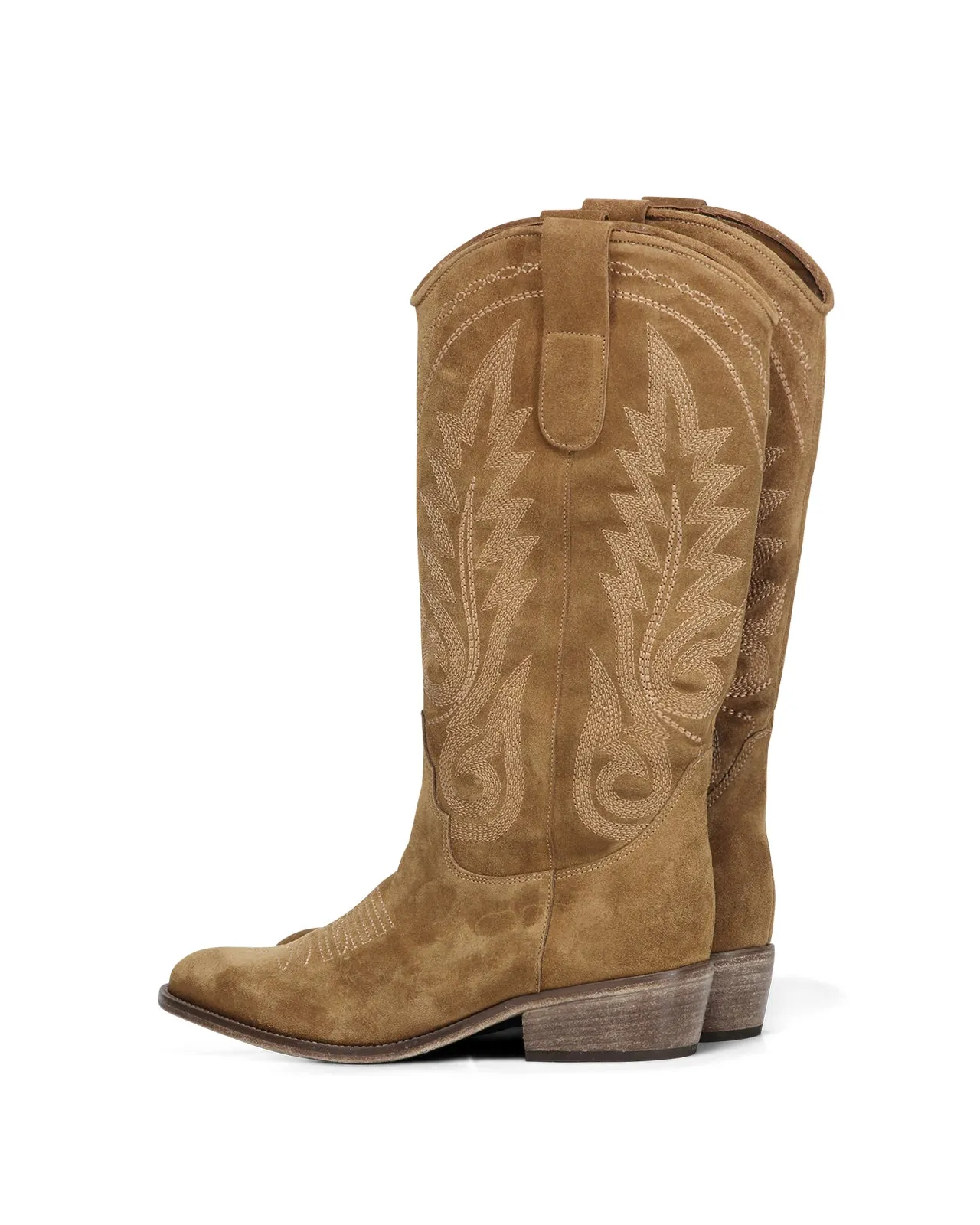 Stivale texano alto camoscio camel