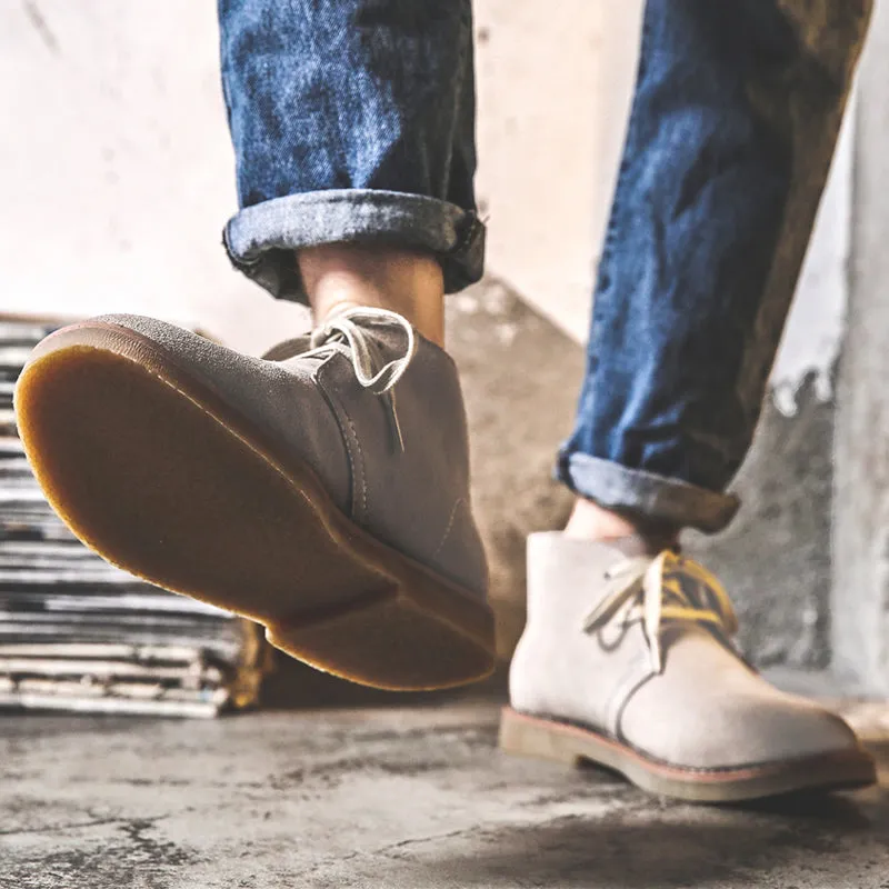 Stivaletti casual in pelle tinta unita da uomo primavera autunno