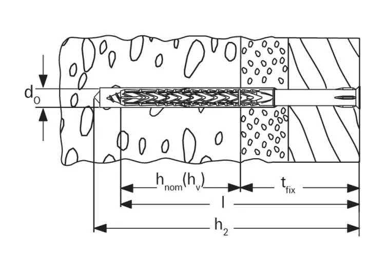 Tassello prolungato in nylon SXRL T 14mm con vite montata torx (50pz)