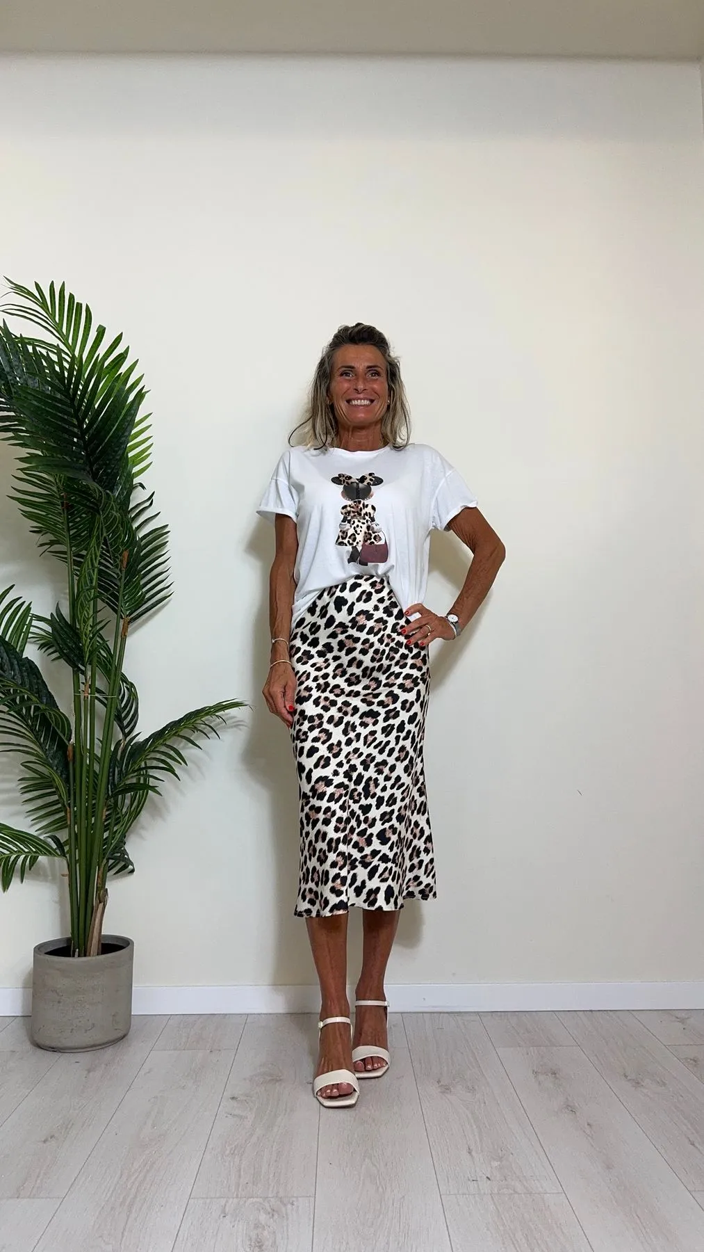 TENSIONE IN - 24M2029 - T-SHIRT COTONE STAMPA MINNIE ANIMALIER+STRASS