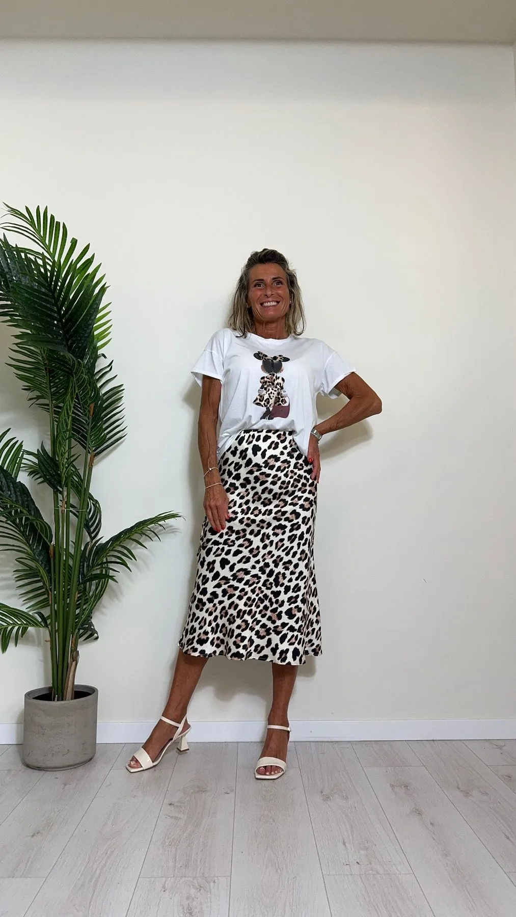 TENSIONE IN - 24M2029 - T-SHIRT COTONE STAMPA MINNIE ANIMALIER+STRASS