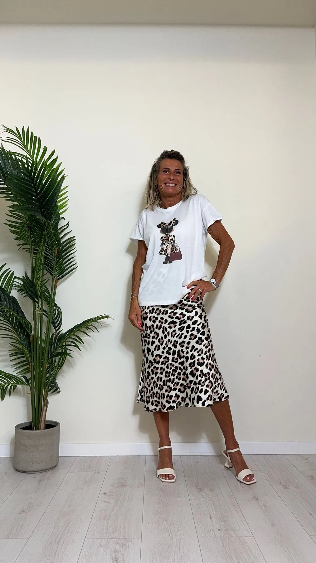 TENSIONE IN - 24M2029 - T-SHIRT COTONE STAMPA MINNIE ANIMALIER+STRASS