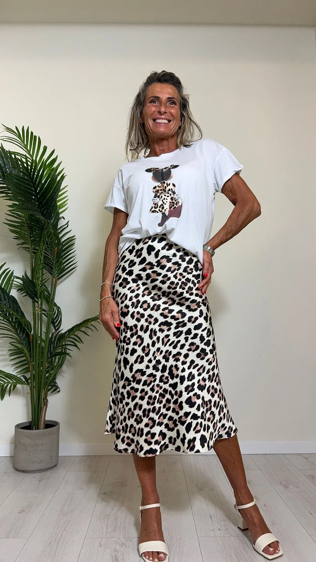TENSIONE IN - 24M2029 - T-SHIRT COTONE STAMPA MINNIE ANIMALIER+STRASS