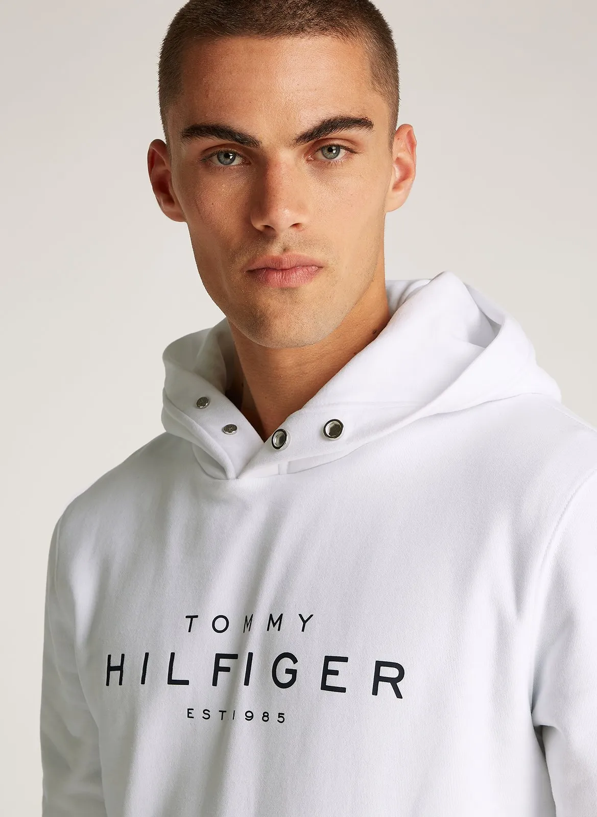 TOMMY HILFIGER   Felpa a girocollo con applicazione rete | Bianco