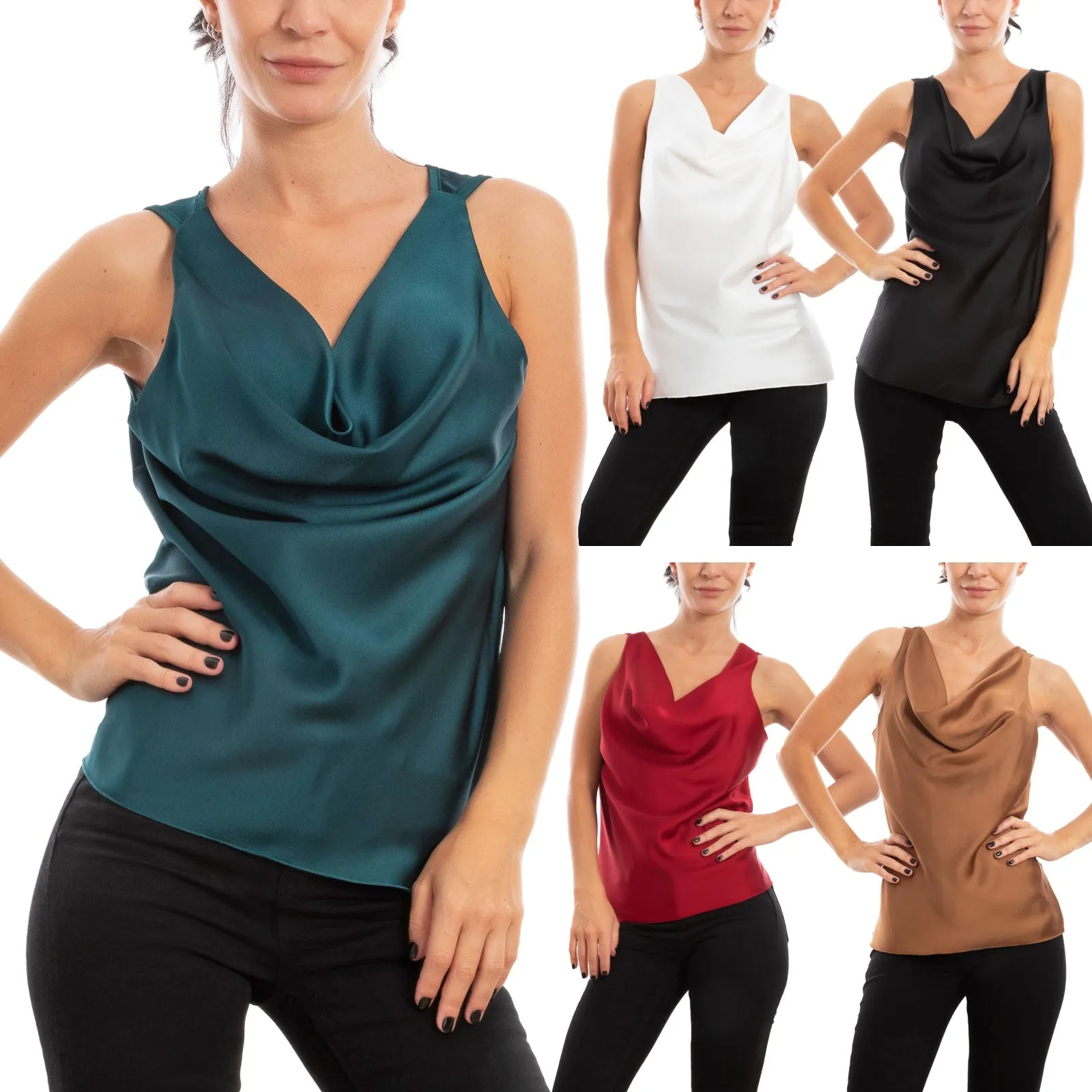 Top Donna Sottogiacca Blusa Raso Ms-1568