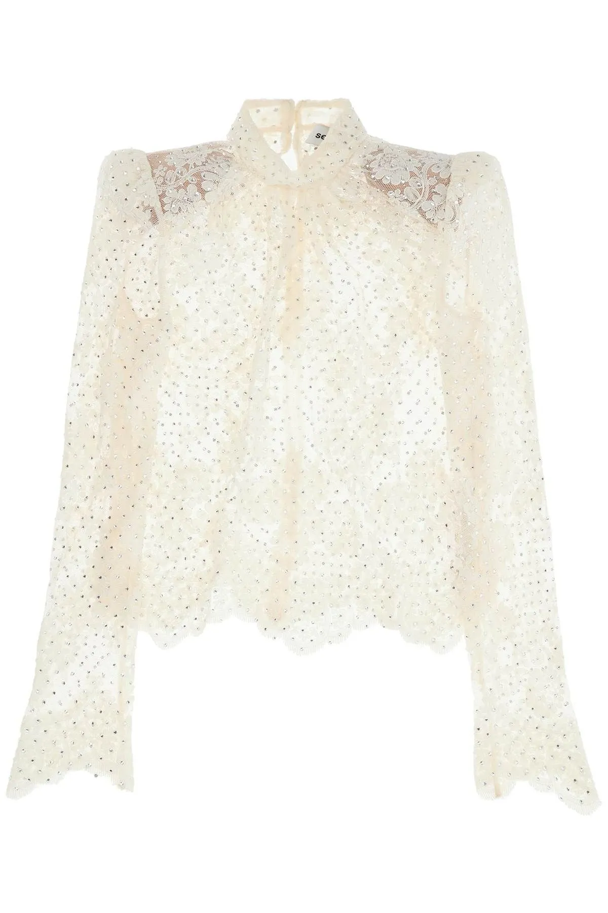 Top in pizzo con strass
