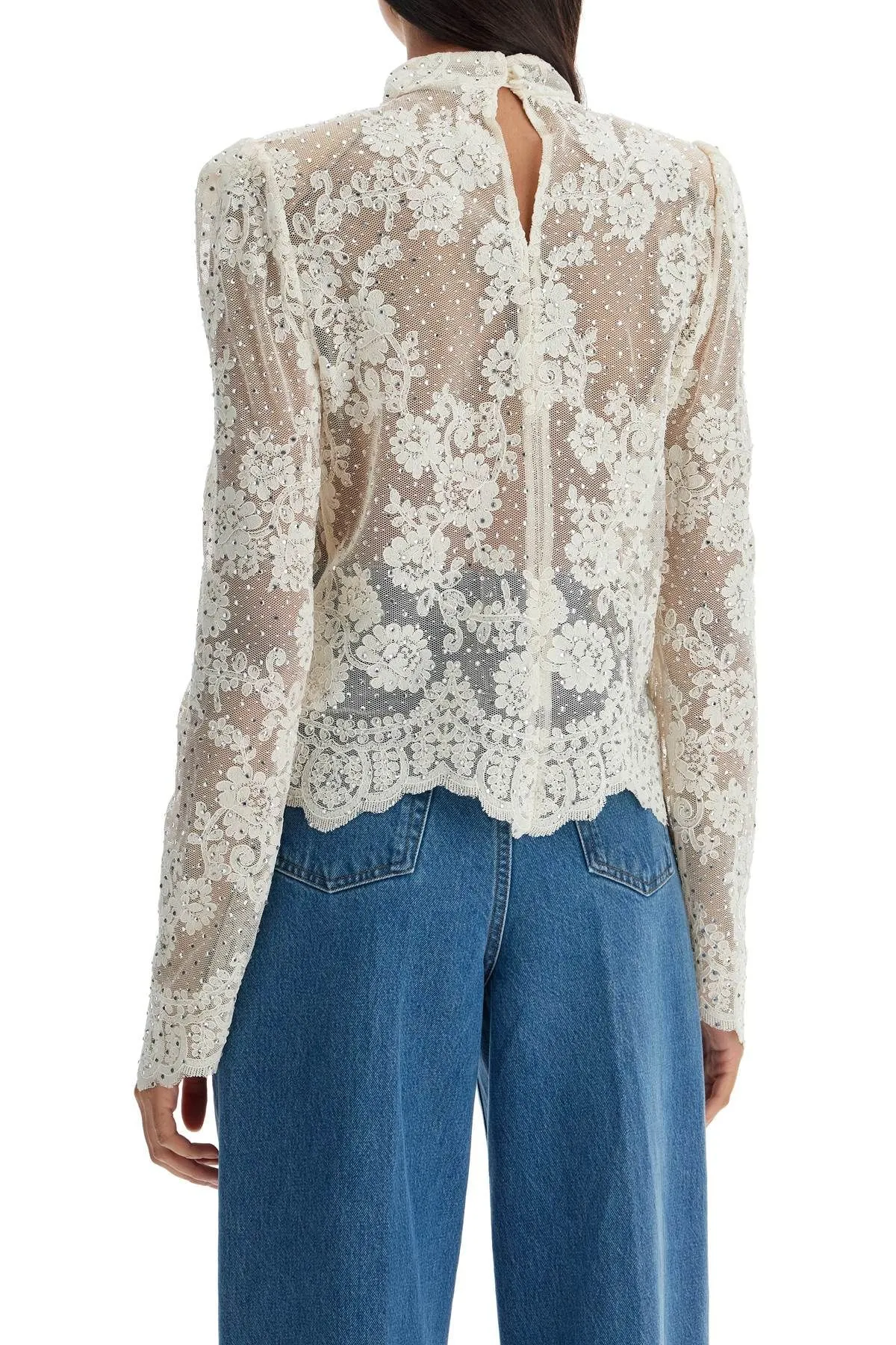 Top in pizzo con strass