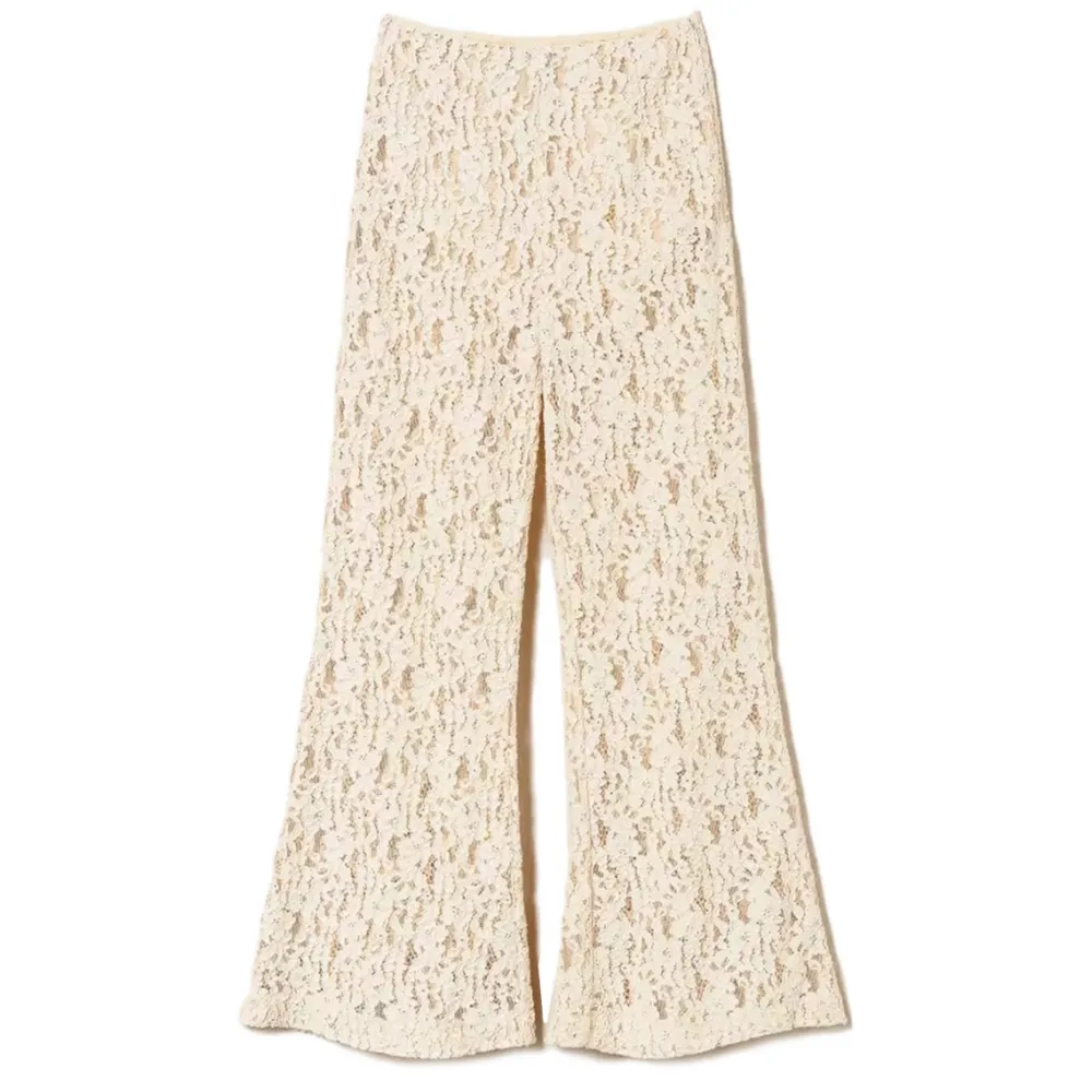 Twinset - Pantalone in Pizzo Macramè - Panna - Pantaloni - Made in Italy - Luxury Exclusive Collection