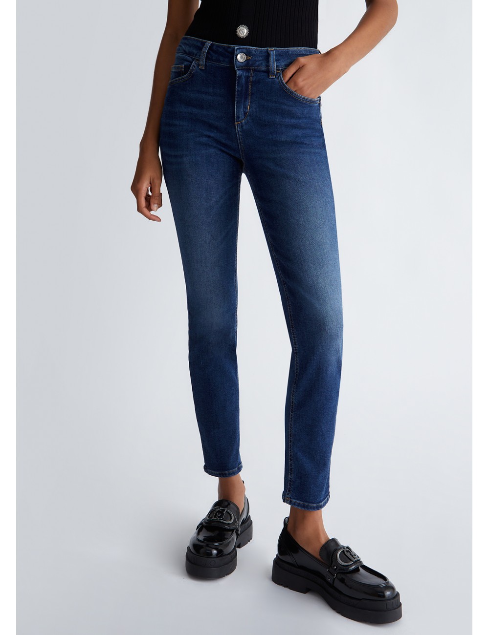 UF3132 78349 JEANS SKINNY LIU JO DONNA PANTALONE CROPPED PANTALONI DENIM WOMAN
