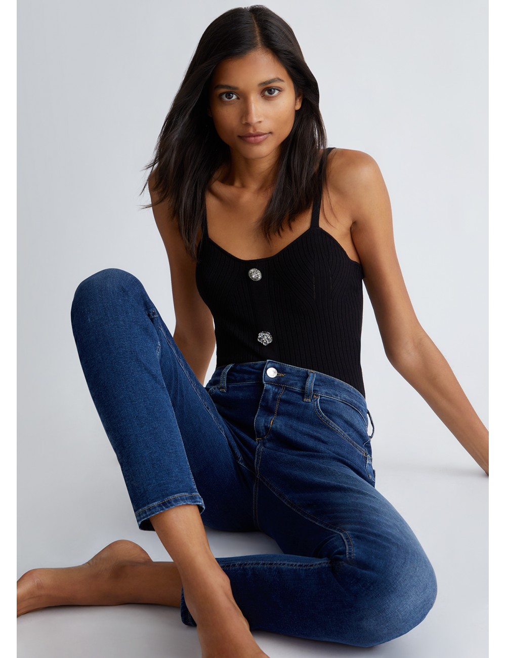 UF3132 78349 JEANS SKINNY LIU JO DONNA PANTALONE CROPPED PANTALONI DENIM WOMAN