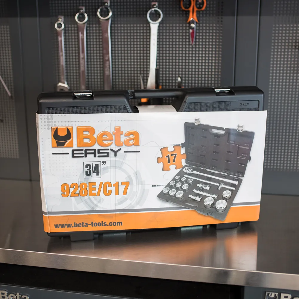 Valigia set bussole e accessori da 3/4" 17 pezzi BW 928E/C17 Beta 