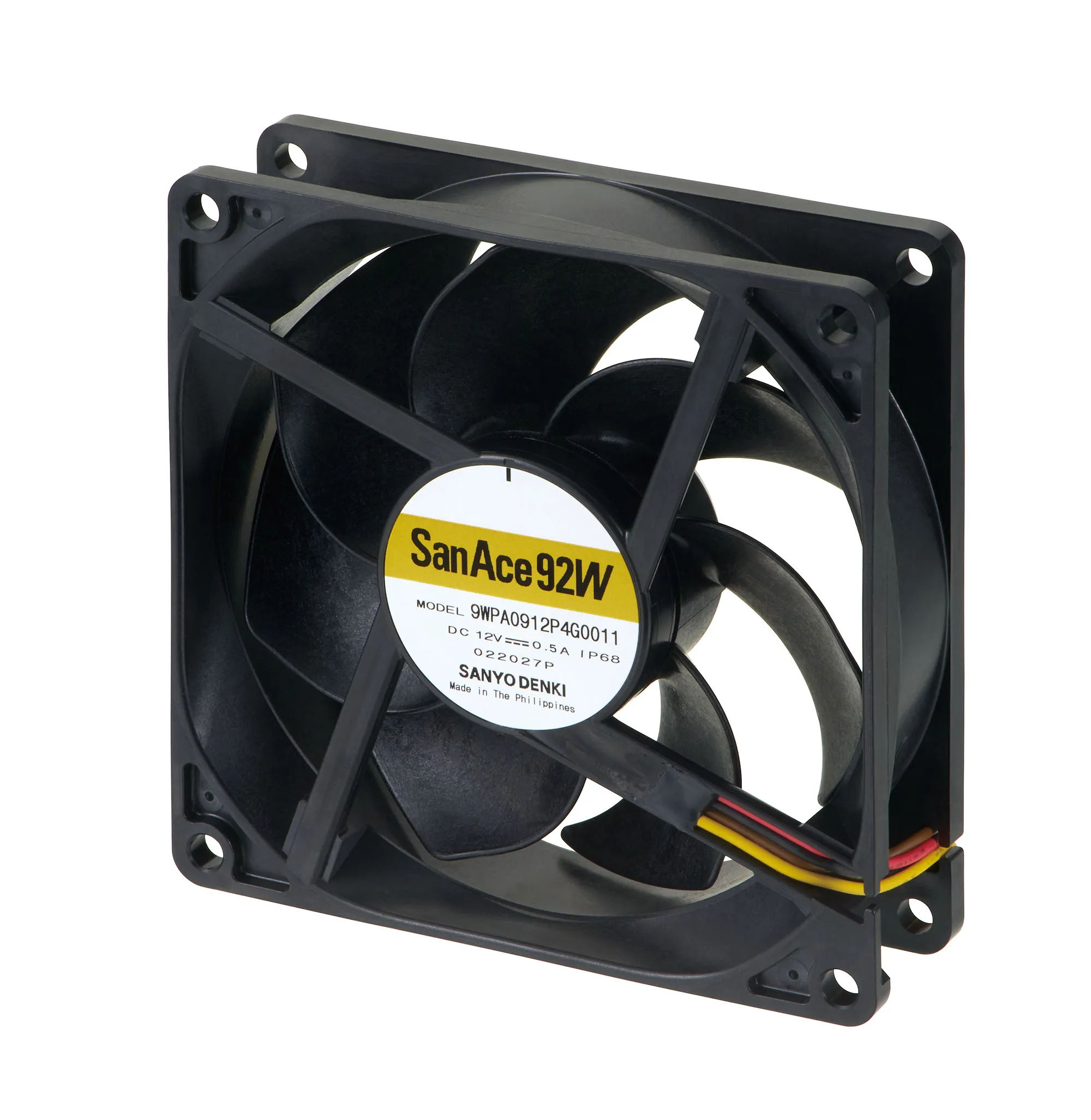 Ventola assiale in c.c. Sanyo Denki, 86.5cfm, 12 V c.c., 92 x 92 x 25mm