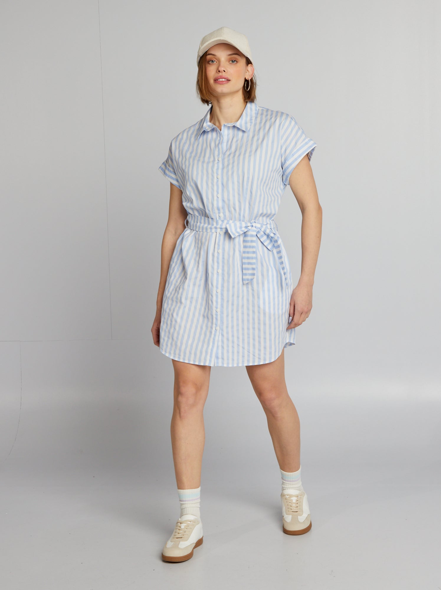Vestito chemisier in popeline - BLU