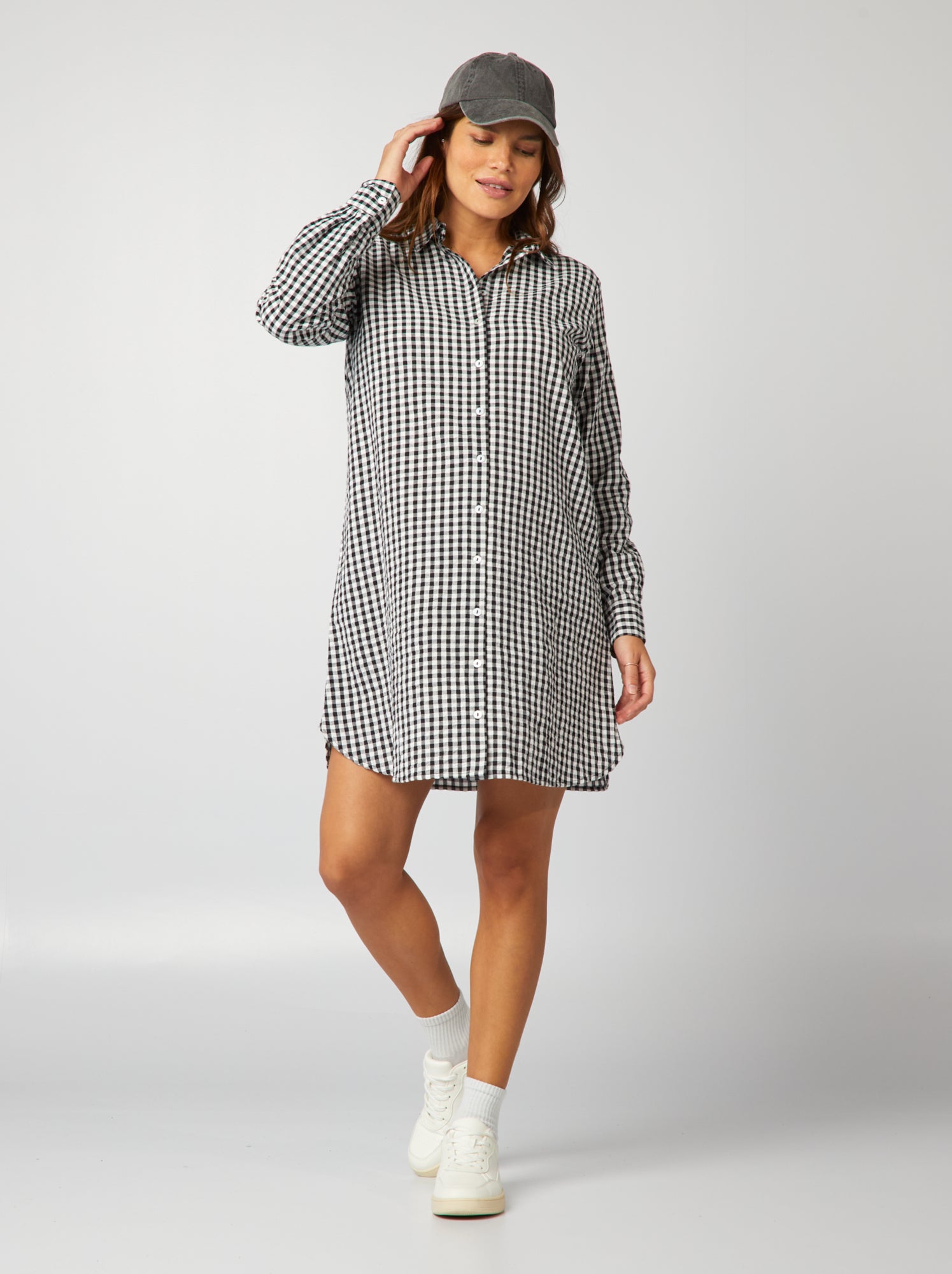 Vestito chemisier premaman con stampa vichy - NERO