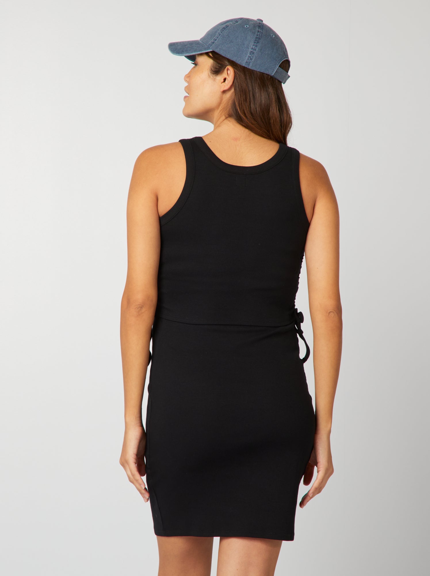 Vestito corto per l'allattamento in maglia a coste - nero