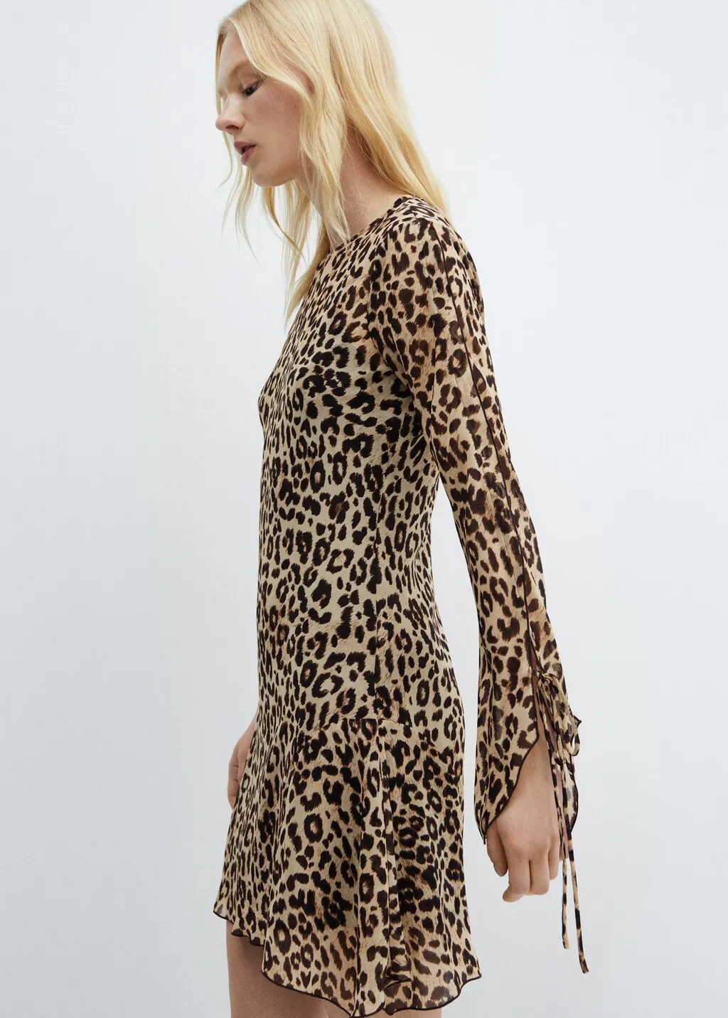 Vestito leopardo maniche scampanate