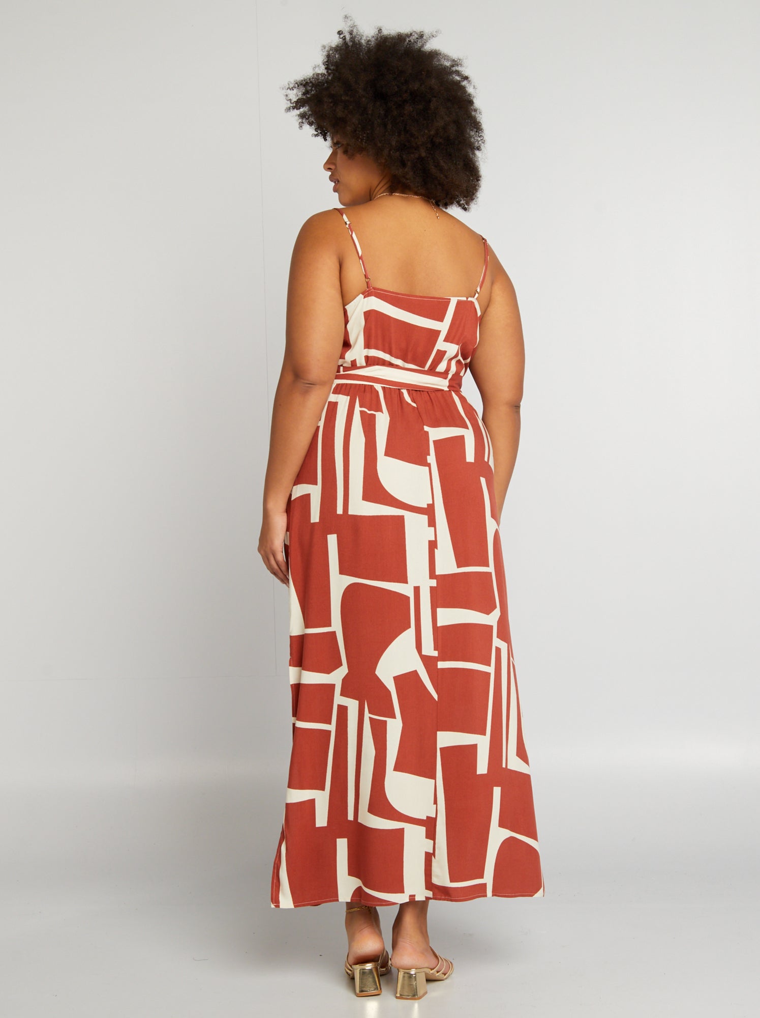 Vestito lungo con motivo 'Vero Moda Curve' - ARANCIONE