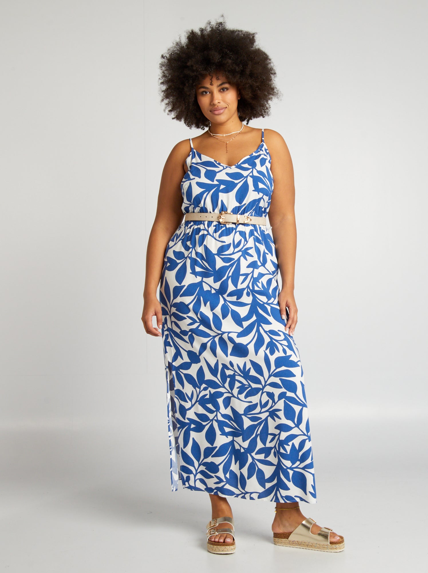 Vestito lungo con motivo 'Vero Moda Curve' - BIANCO