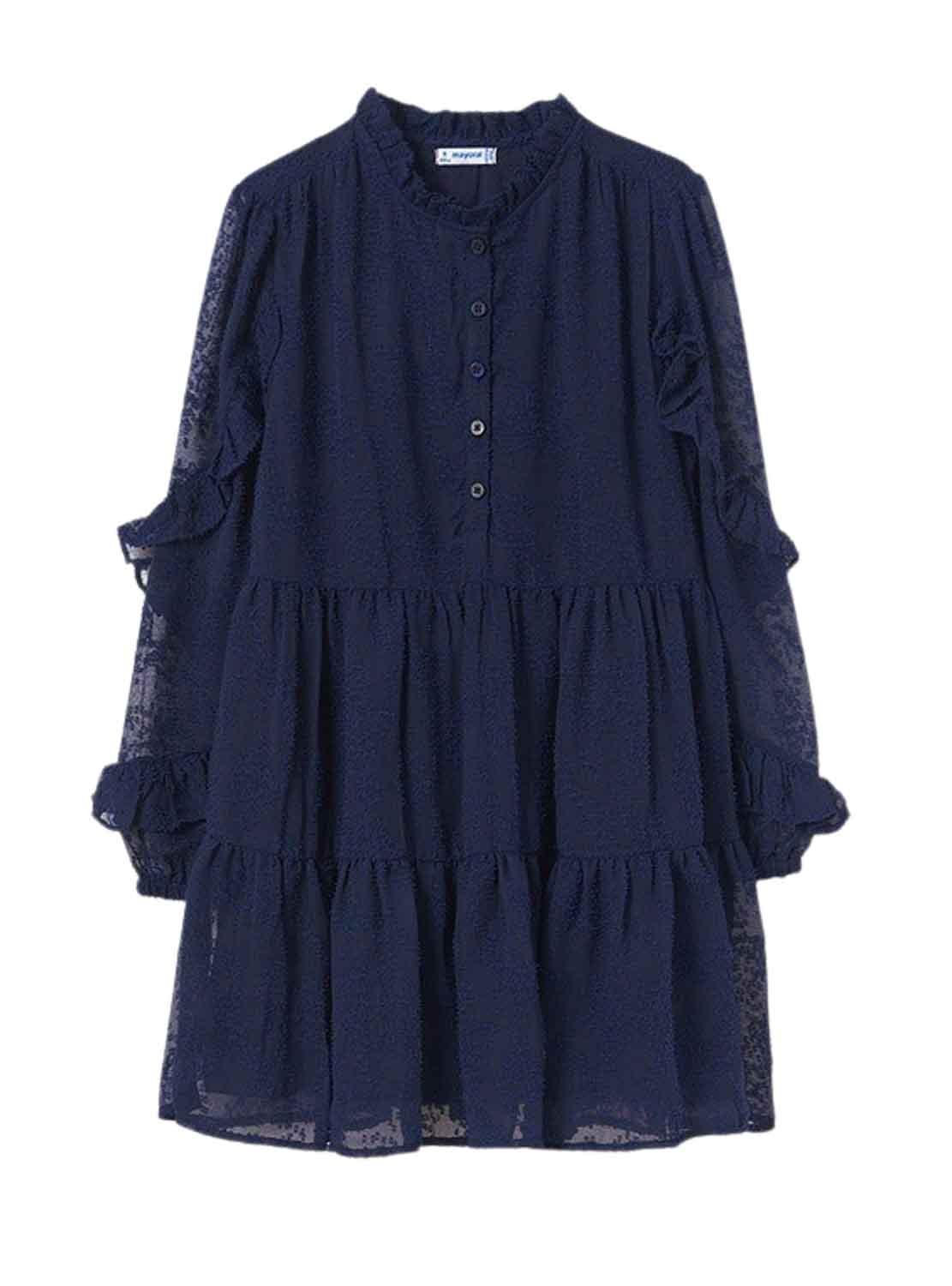 Vestito Mayoral Gasa Fantasia Blu Navy per Bambina