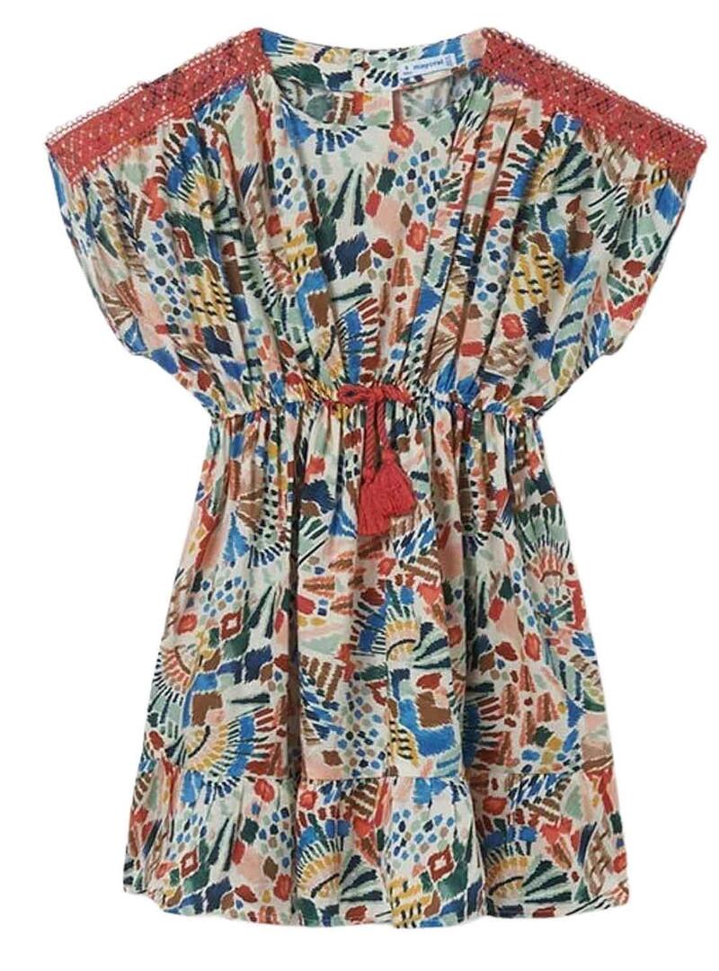 Vestito Mayoral Printed Bianco per Bambina