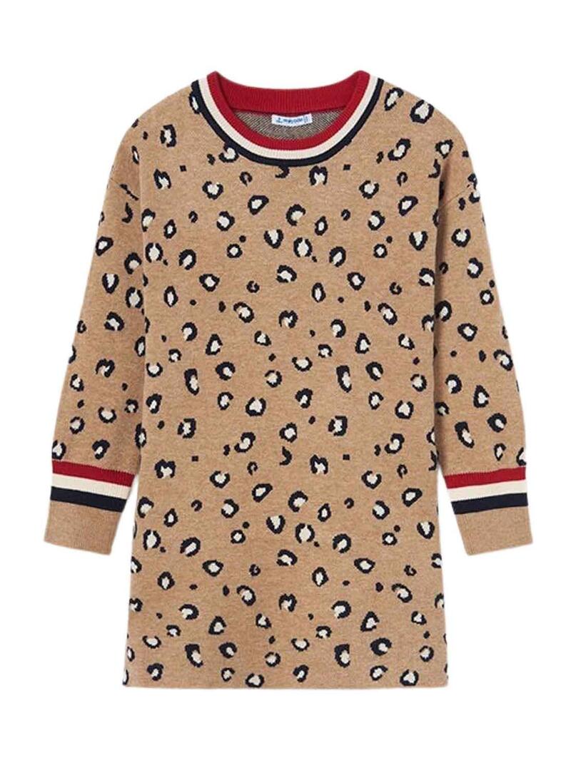 Vestito Mayoral Tricot Printed Marrone per Bambina
