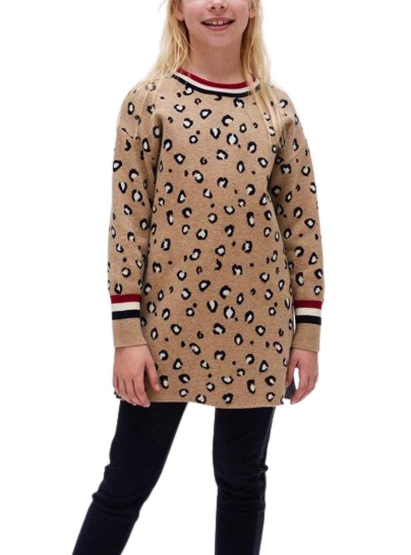 Vestito Mayoral Tricot Printed Marrone per Bambina