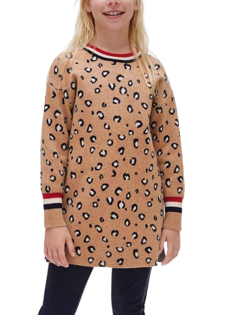 Vestito Mayoral Tricot Printed Marrone per Bambina