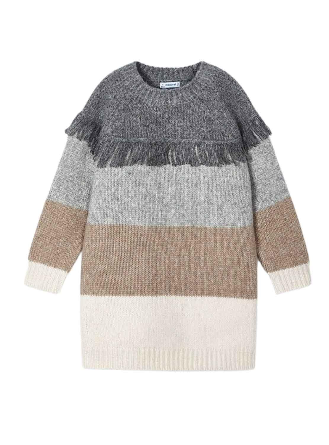 Vestito Mayoral Tricot Strisce Grigio per Bambina