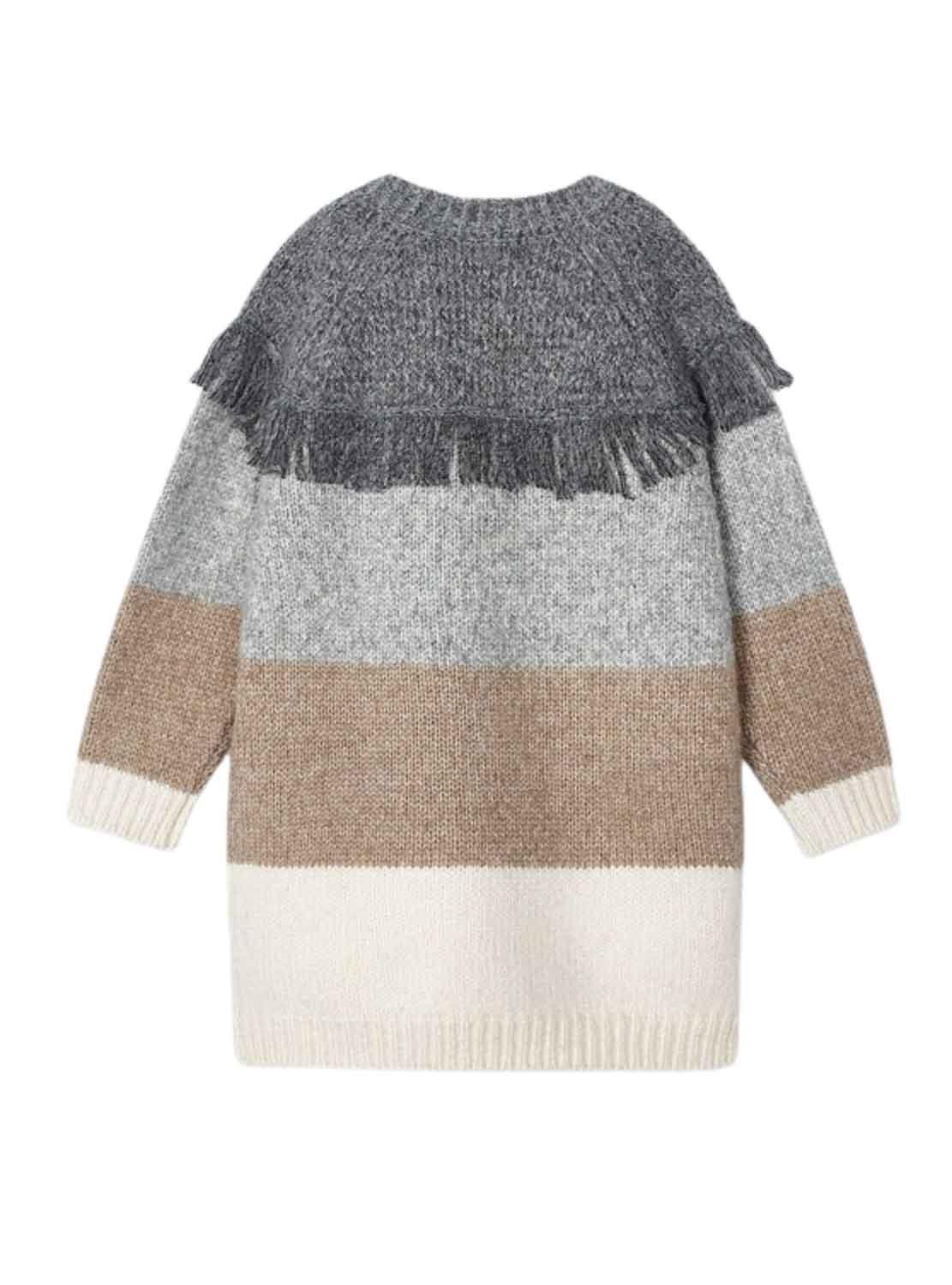 Vestito Mayoral Tricot Strisce Grigio per Bambina