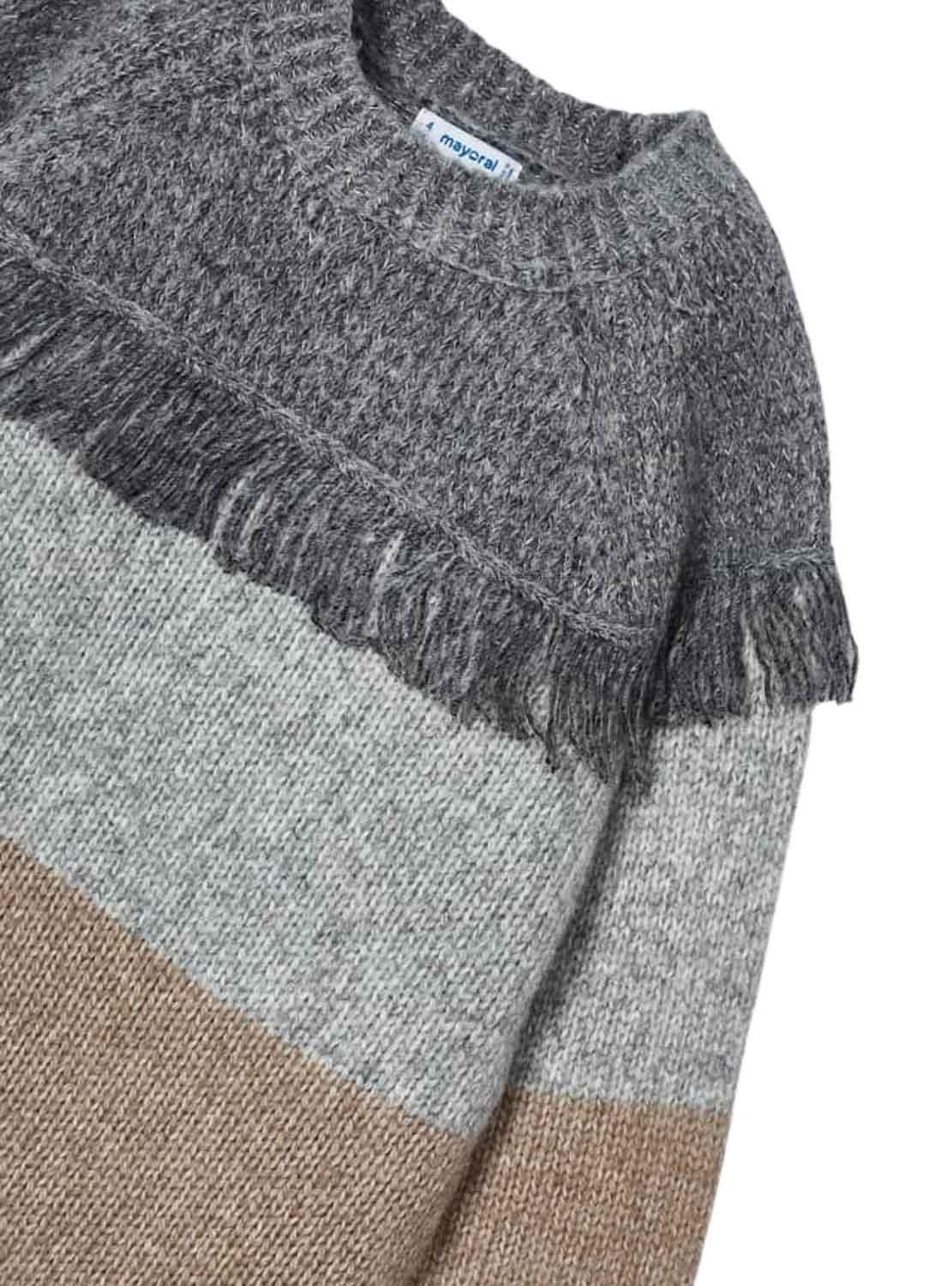 Vestito Mayoral Tricot Strisce Grigio per Bambina