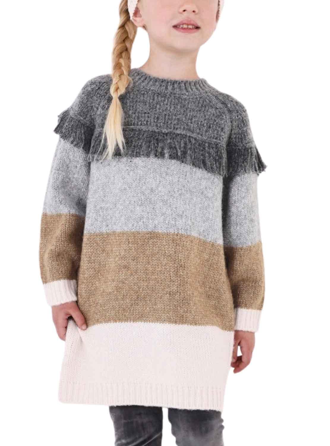 Vestito Mayoral Tricot Strisce Grigio per Bambina