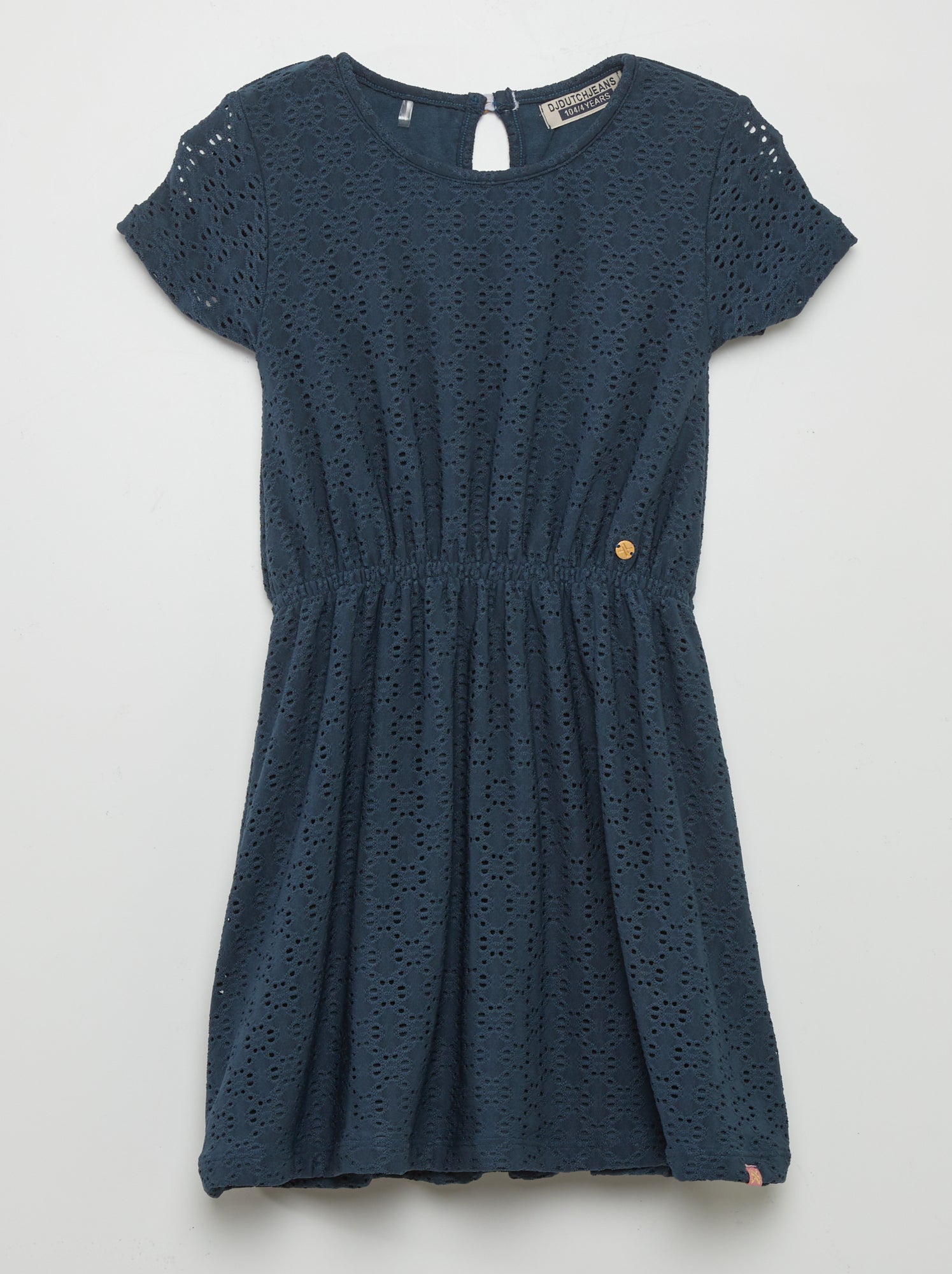 Vestito sciancrato in maglia traforata - BLU