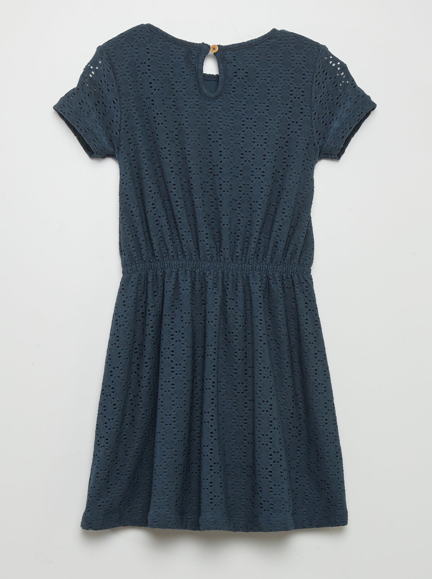 Vestito sciancrato in maglia traforata - BLU