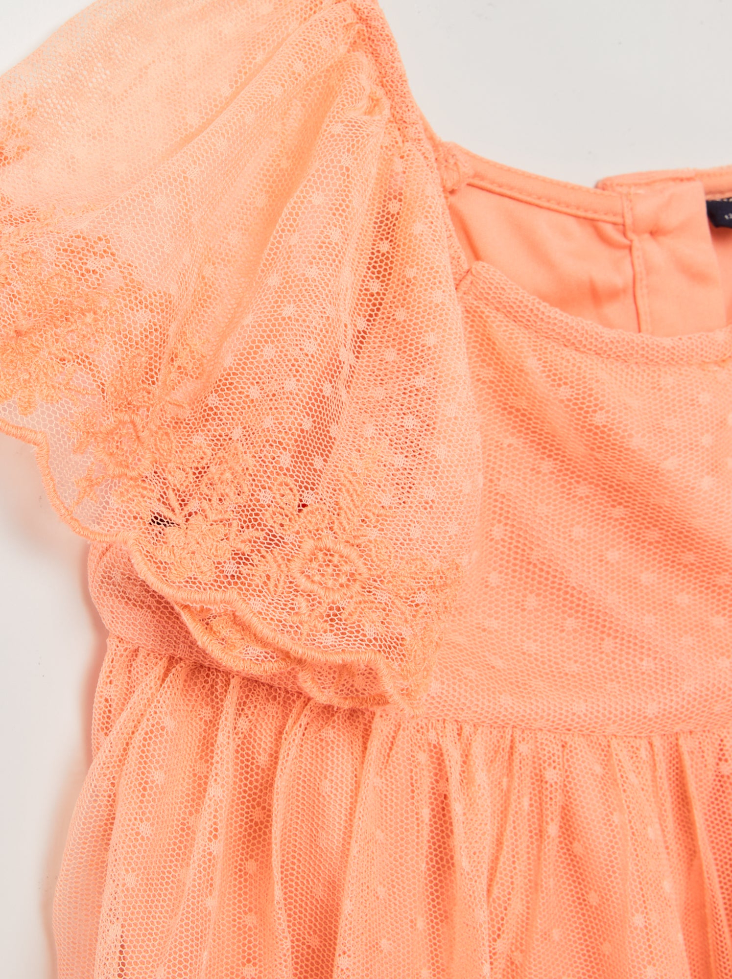 Vestito trapezio in tulle plumetis - ARANCIONE