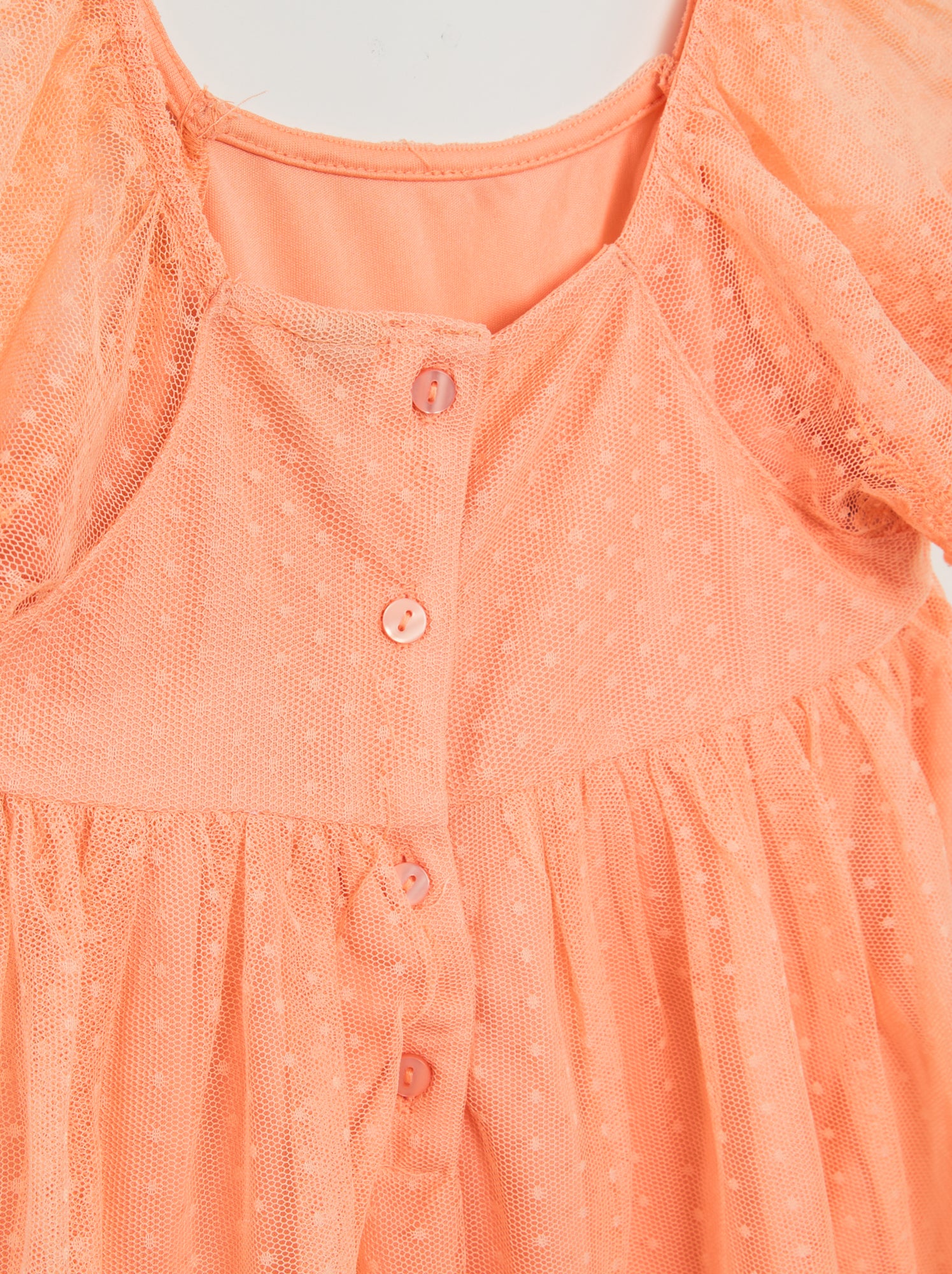 Vestito trapezio in tulle plumetis - ARANCIONE