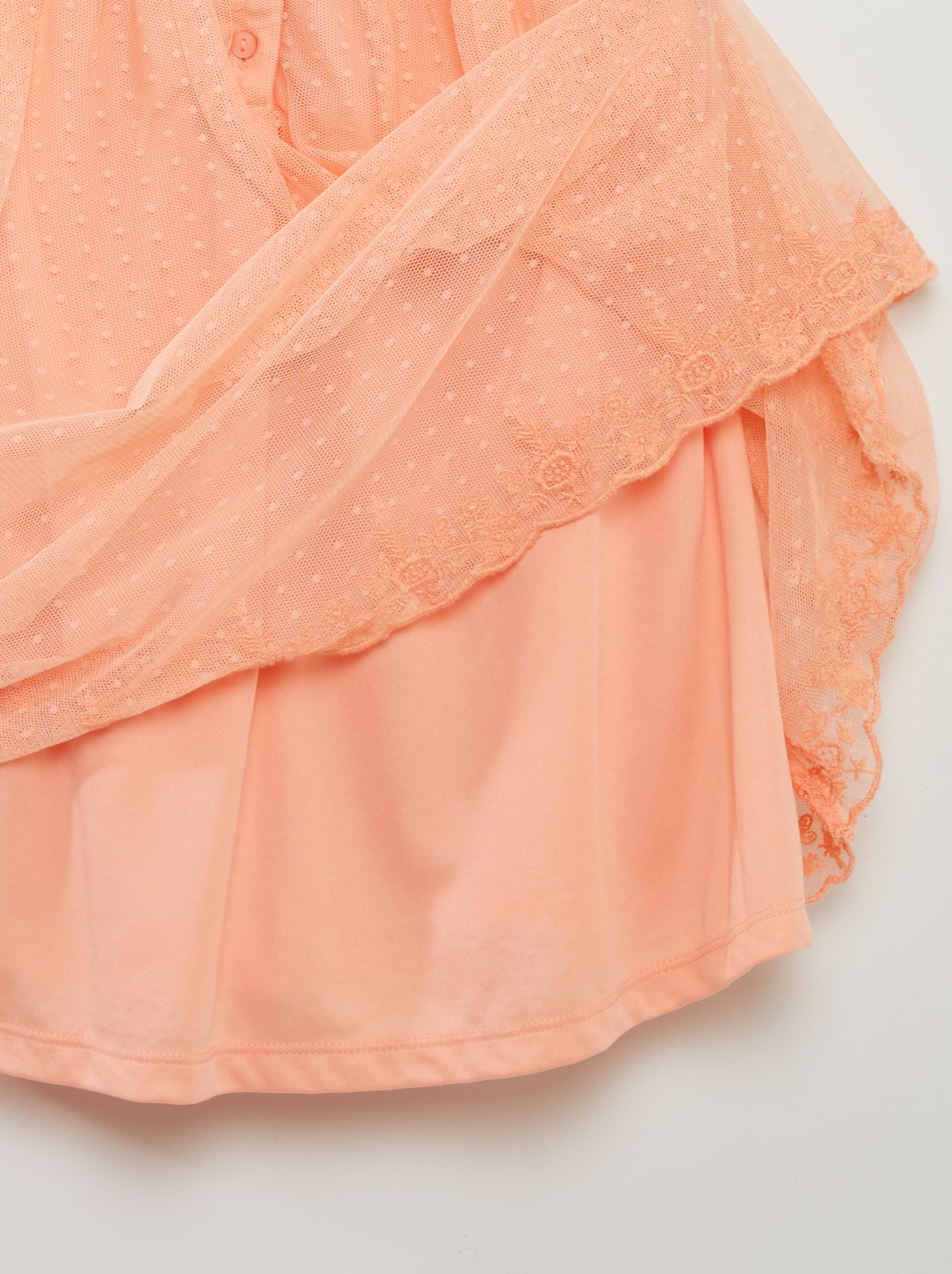 Vestito trapezio in tulle plumetis - ARANCIONE