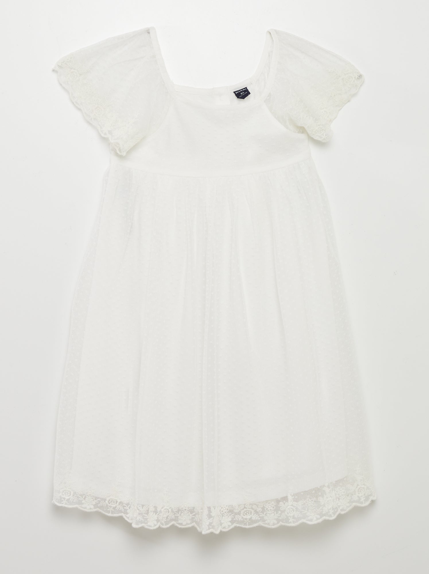 Vestito trapezio in tulle plumetis - BIANCO