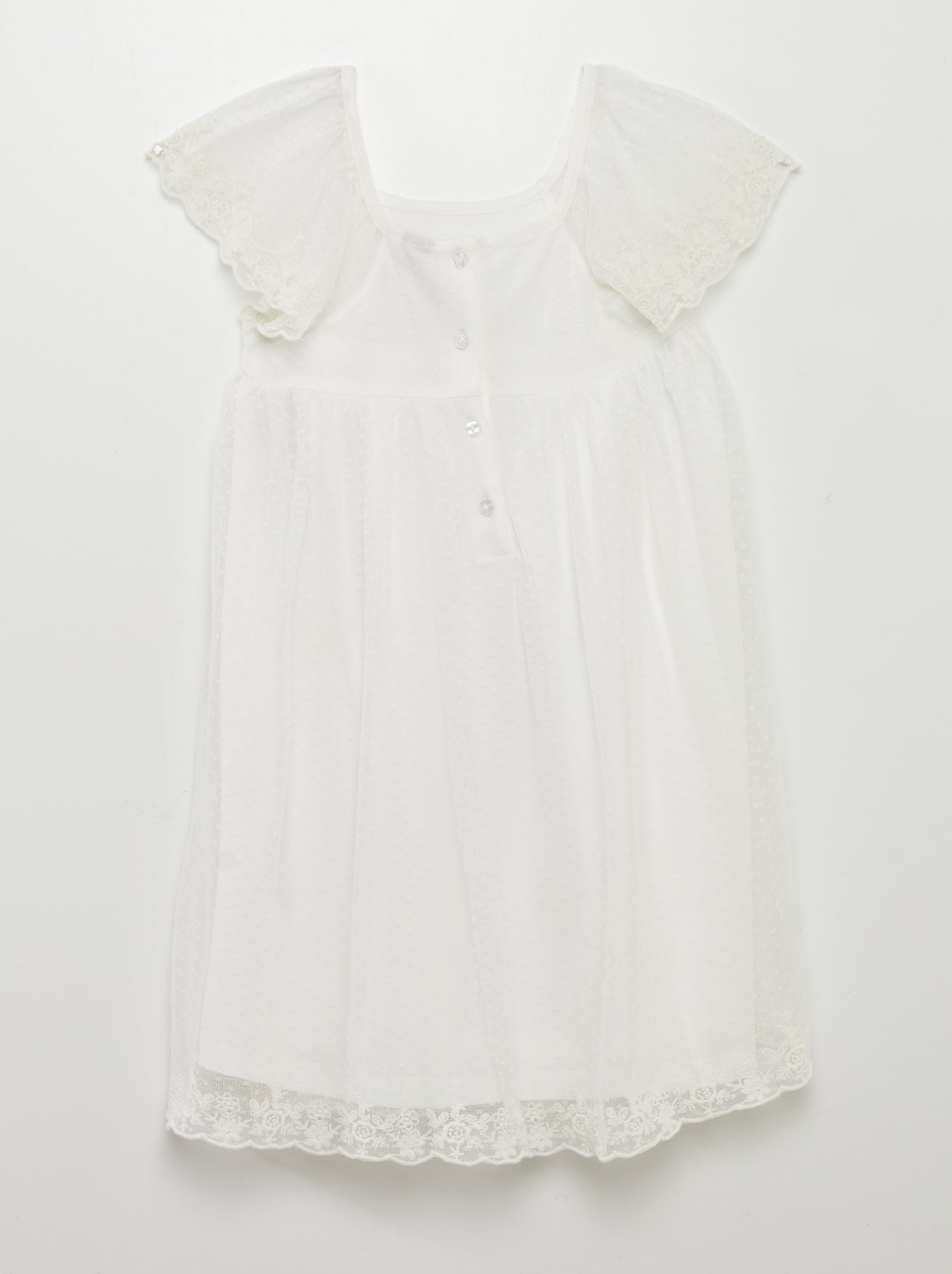 Vestito trapezio in tulle plumetis - BIANCO