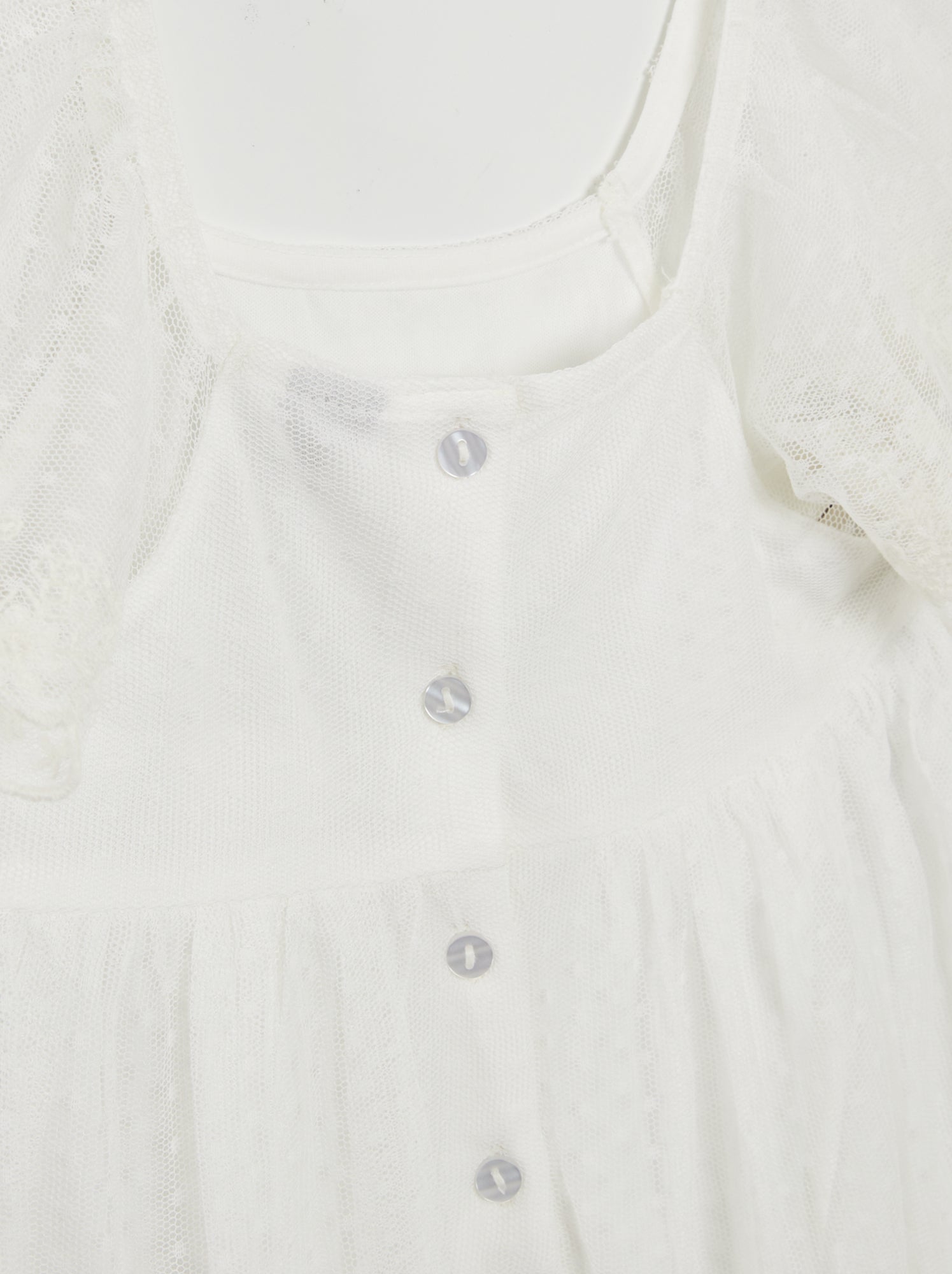 Vestito trapezio in tulle plumetis - BIANCO
